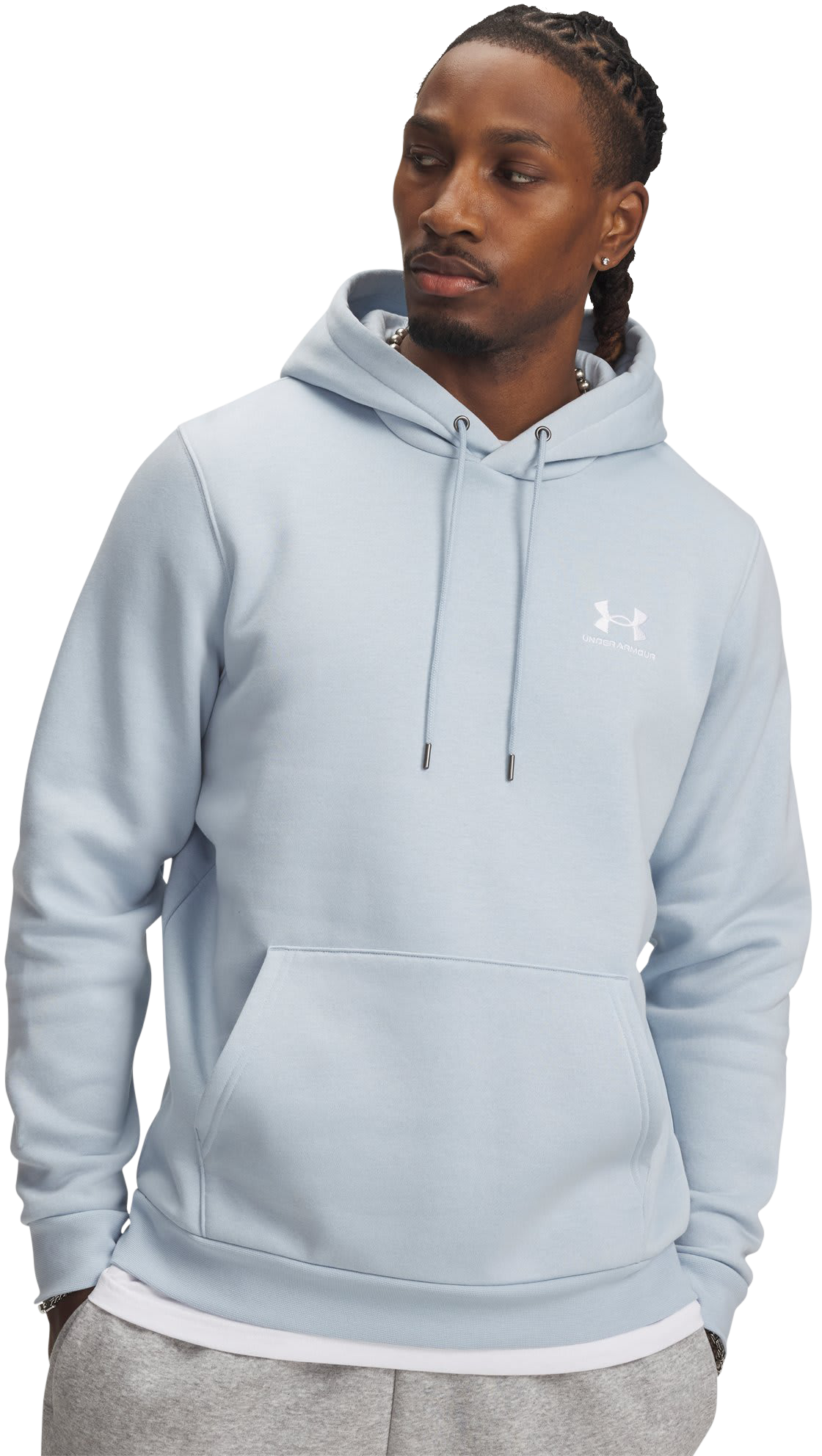 Image of Under Armour Icon Fleece Long-Sleeve Hoodie - Blue Calm/White