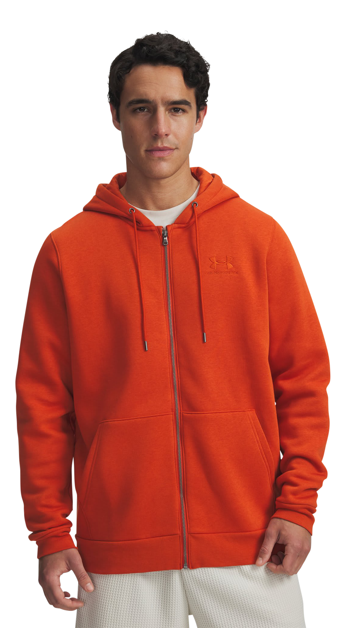 Image of Under Armour Icon Fleece Full-Zip Long-Sleeve Hoodie - Surplus Orange/Suprlus Orange - SM