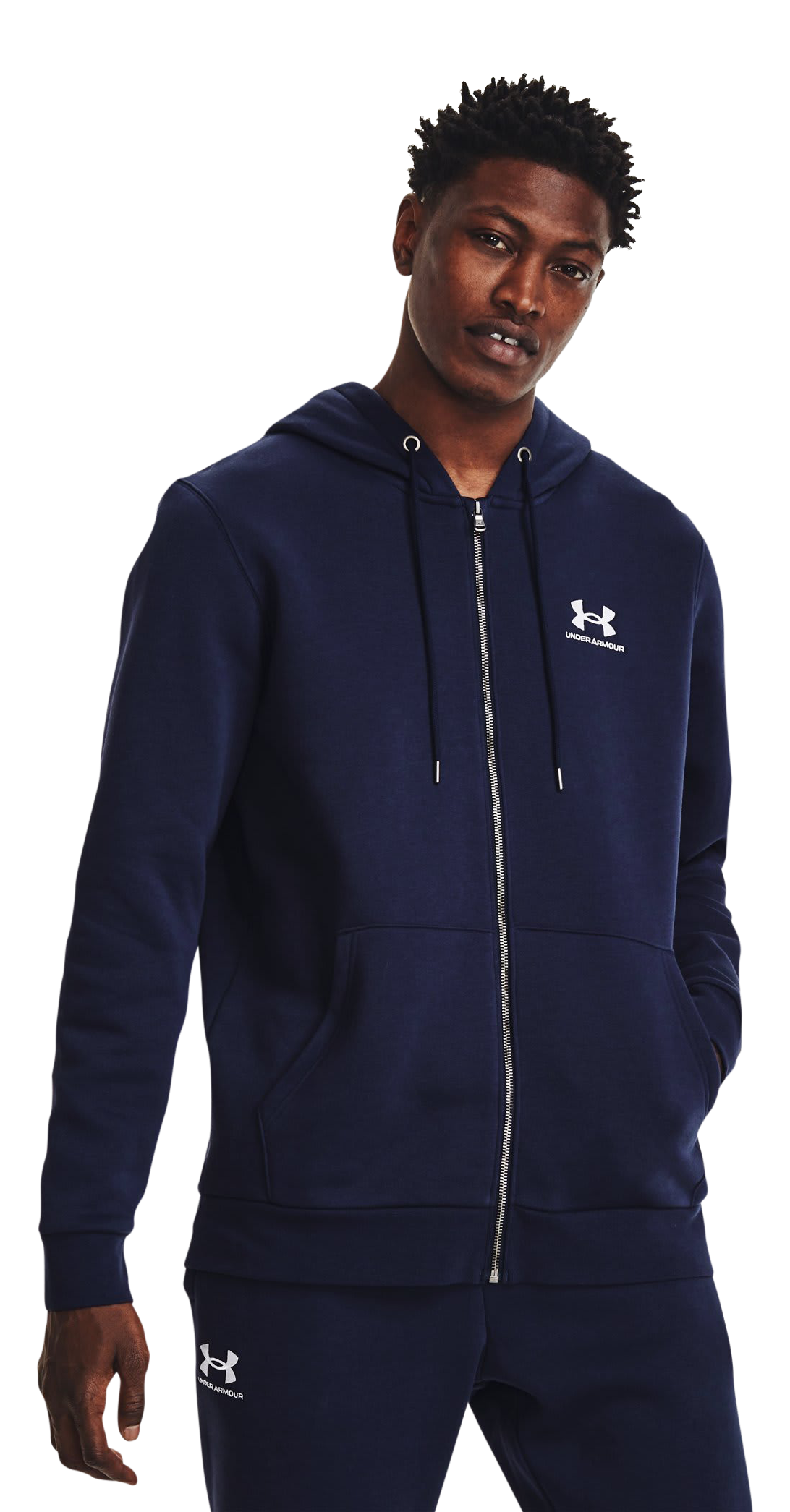 Image of Under Armour Icon Fleece Full-Zip Long-Sleeve Hoodie - Midnight Navy/White - 3XL