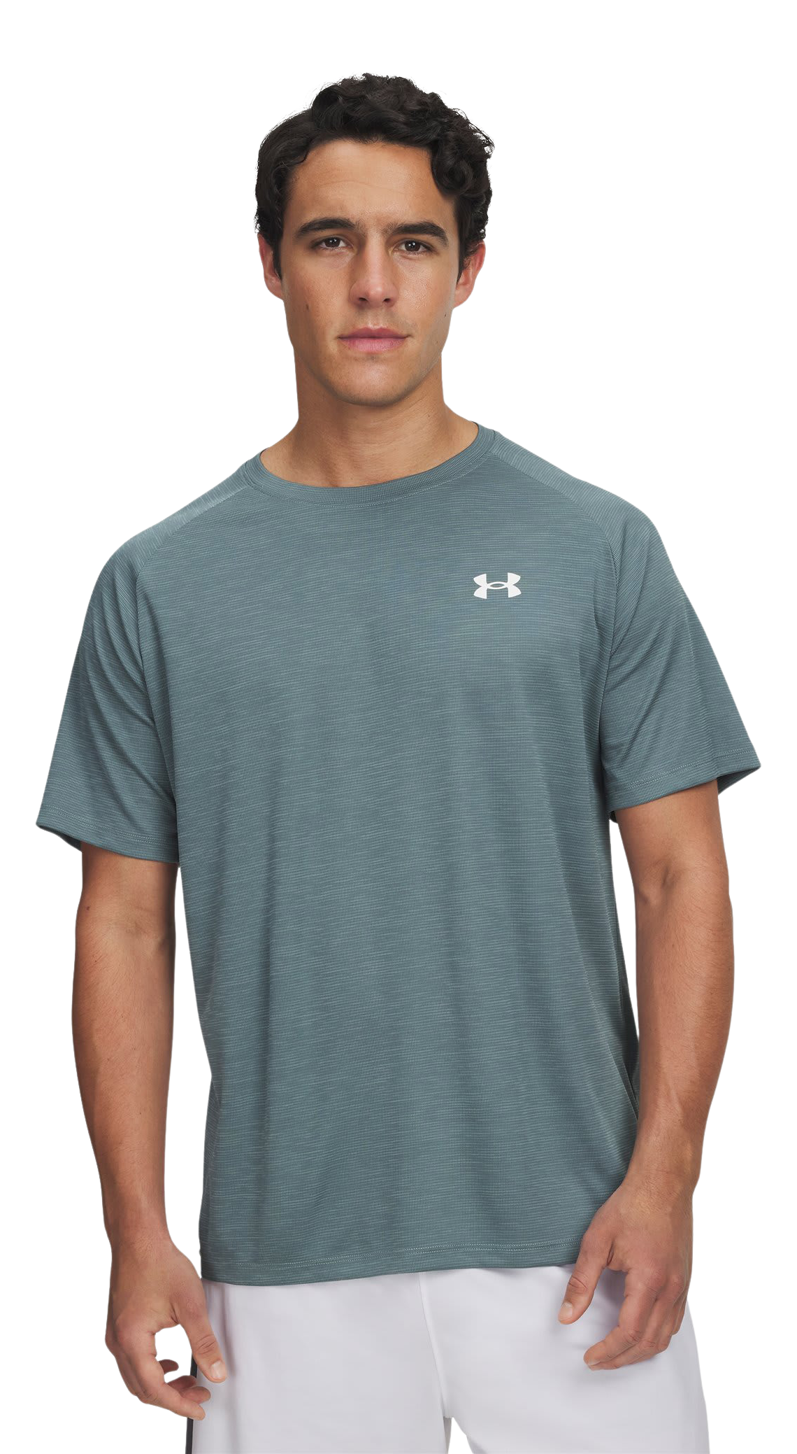 Image of Under Armour Tech Textured Short-Sleeve T-Shirt - Jasper Blue/White