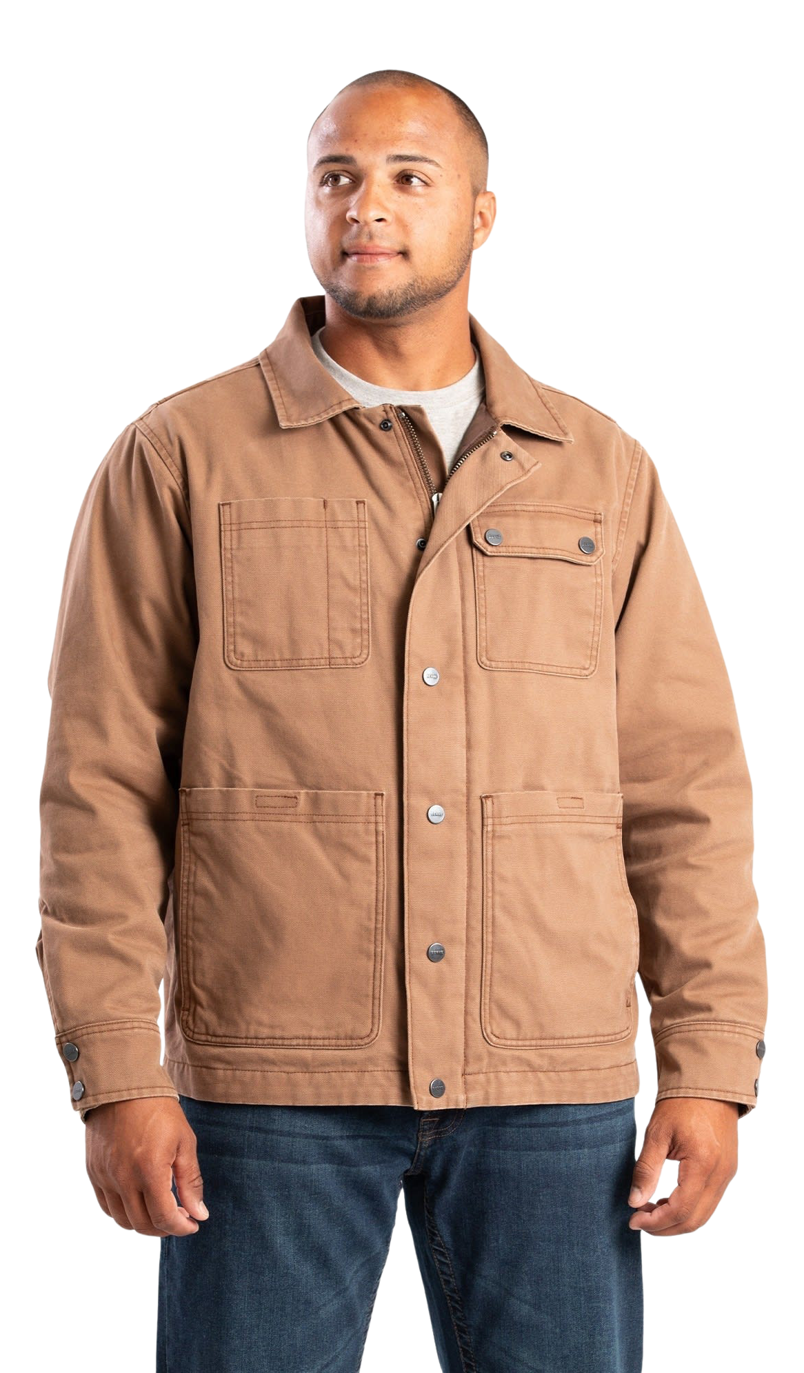 Image of Berne Vintage Washed Duck Chore Coat - Driftwood - 2XL