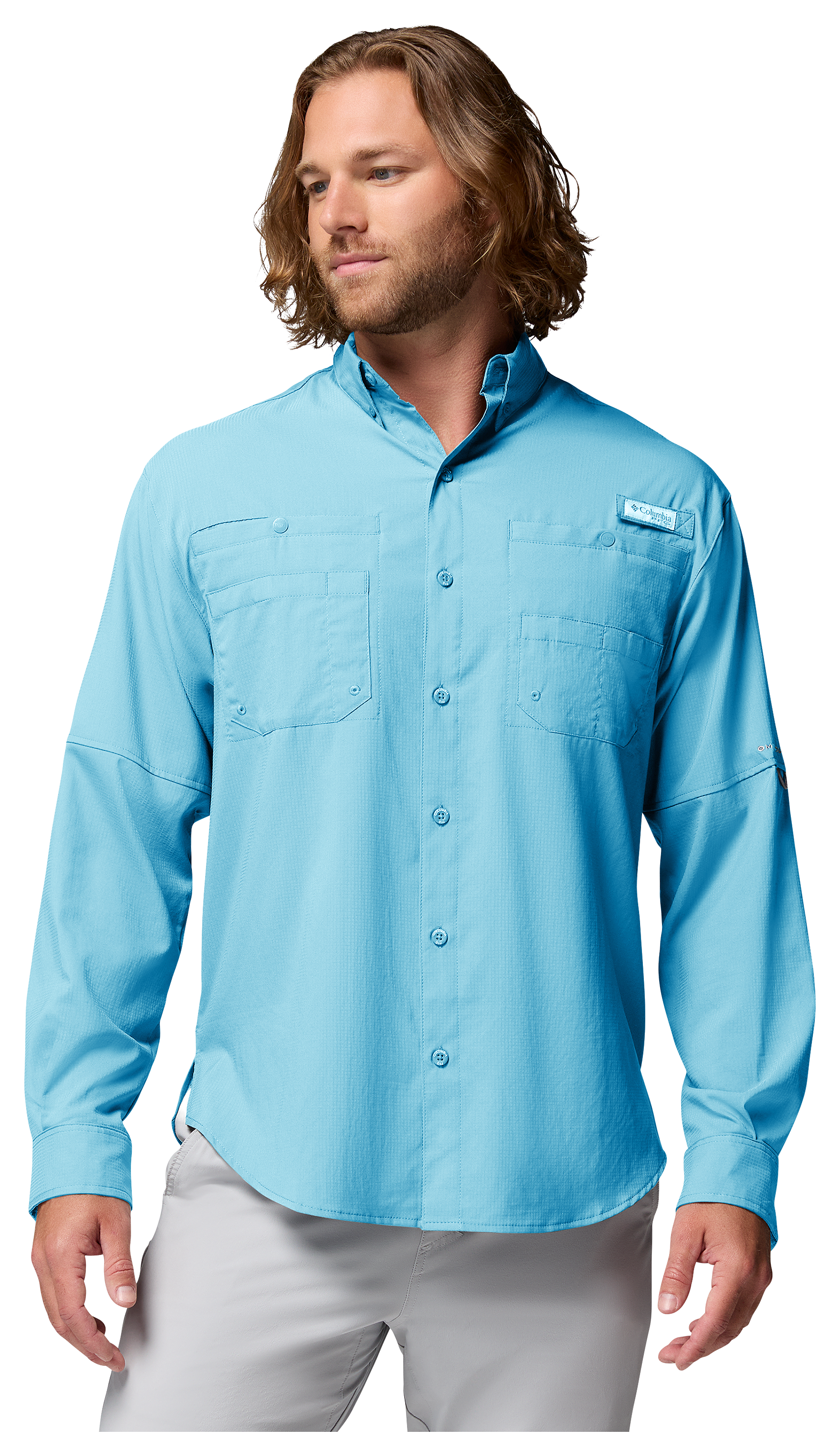 Image of Columbia Tamiami II Long-Sleeve Button-Down Shirt - Vintage Blue