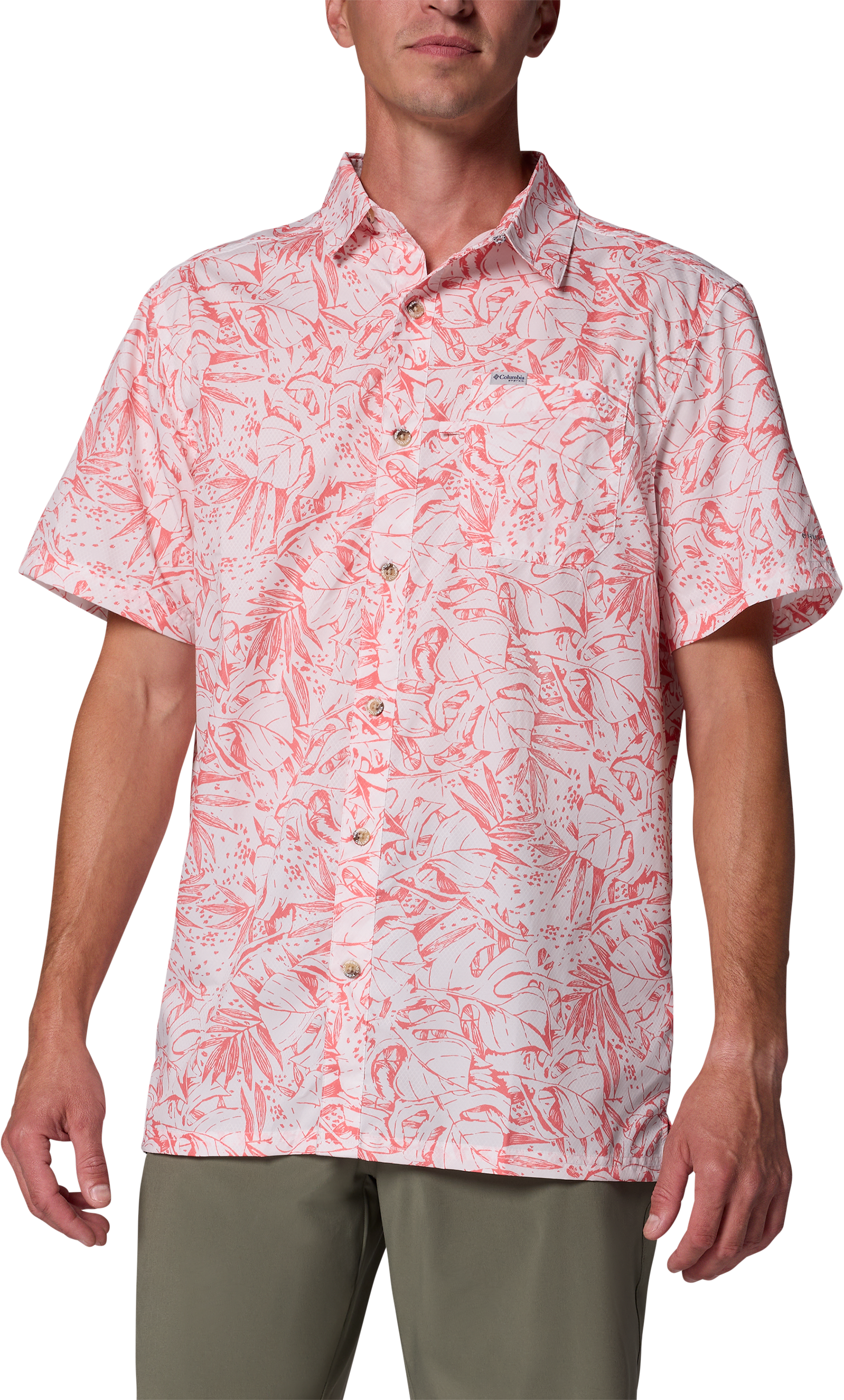 Image of Columbia Super Slack Tide Camp Short-Sleeve Button-Down Shirt - Melonade Leoleaves