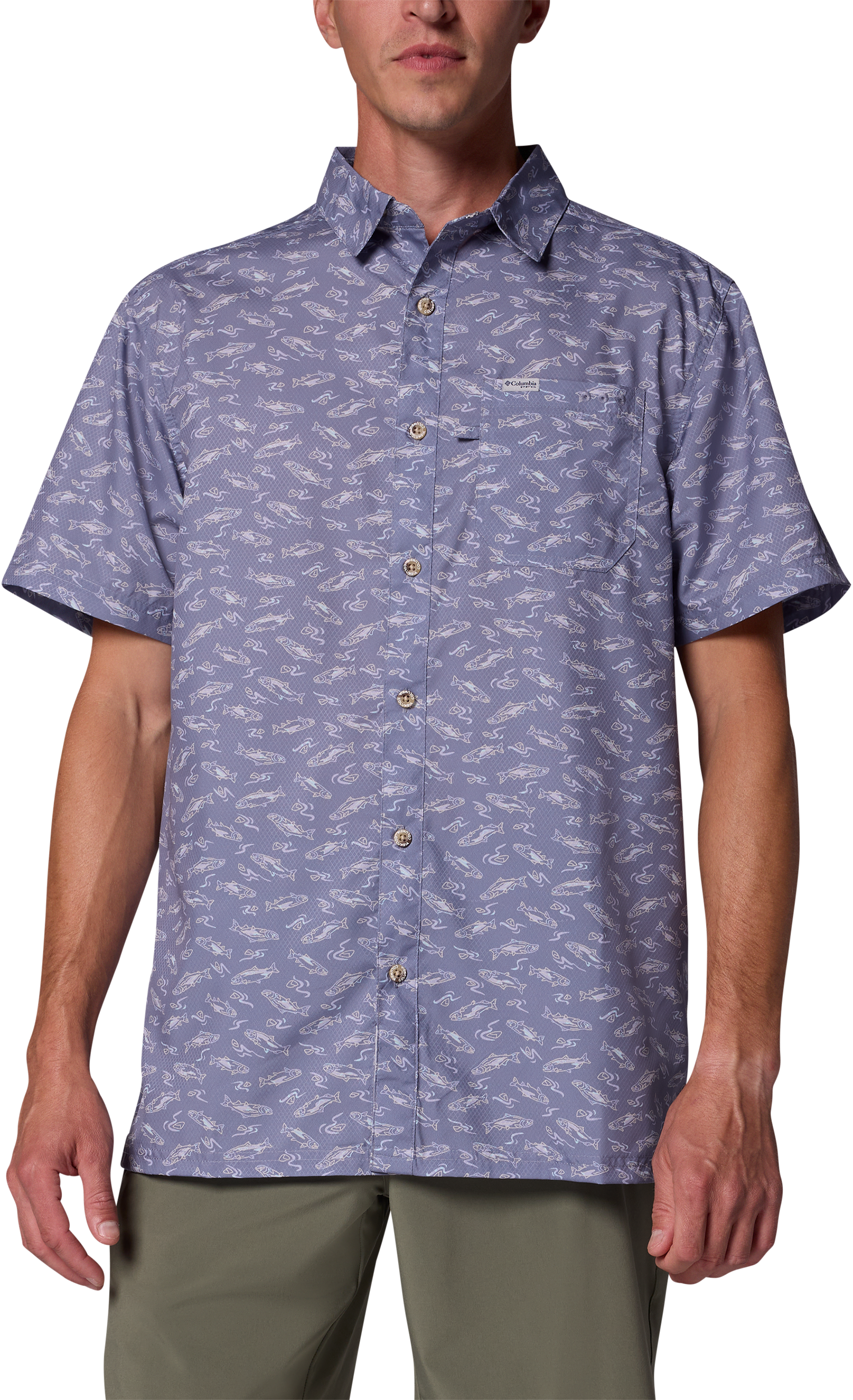 Image of Columbia Super Slack Tide Camp Short-Sleeve Button-Down Shirt - New Moon NW Catch