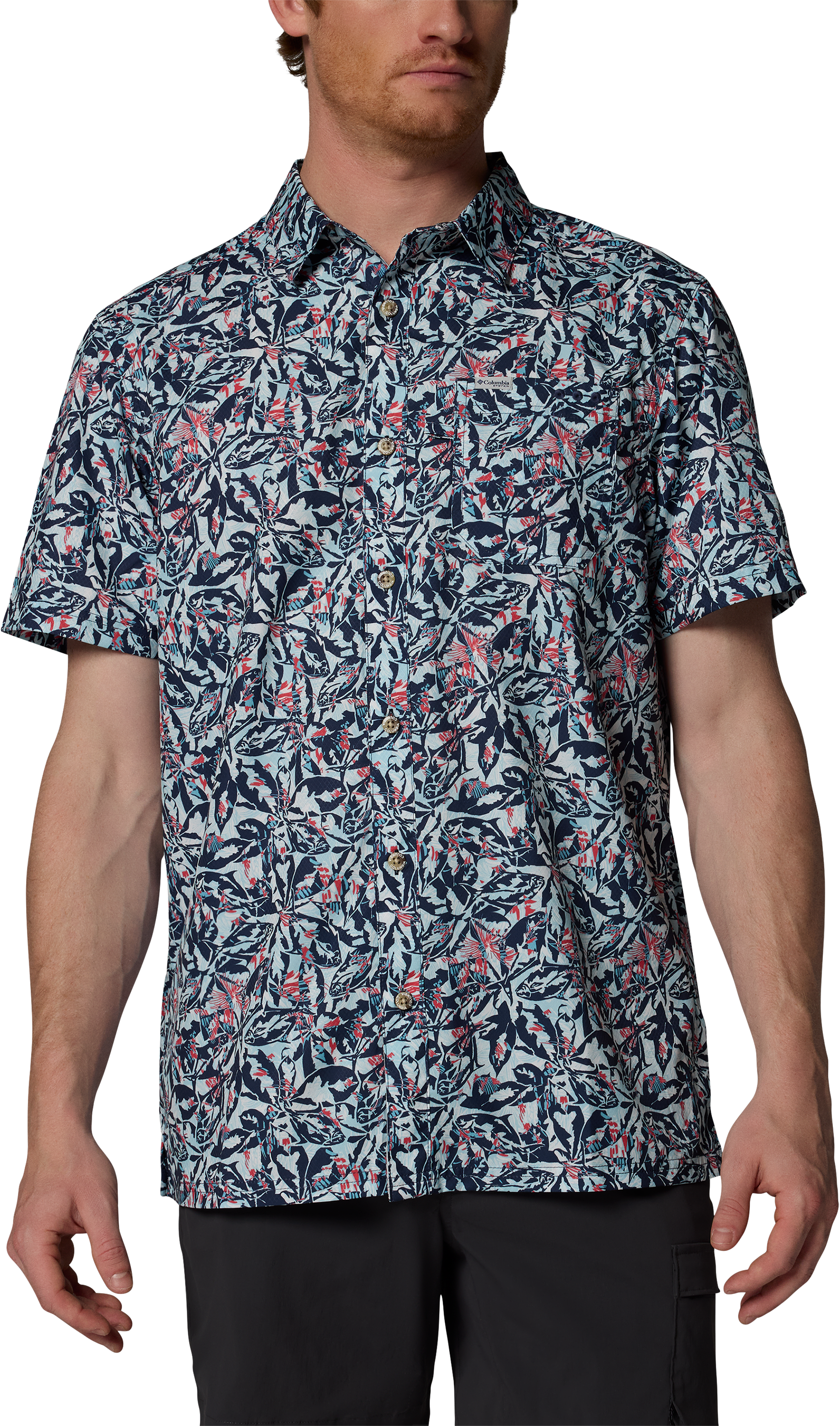 Image of Columbia Super Slack Tide Camp Short-Sleeve Button-Down Shirt - Nocturnal Pompanos