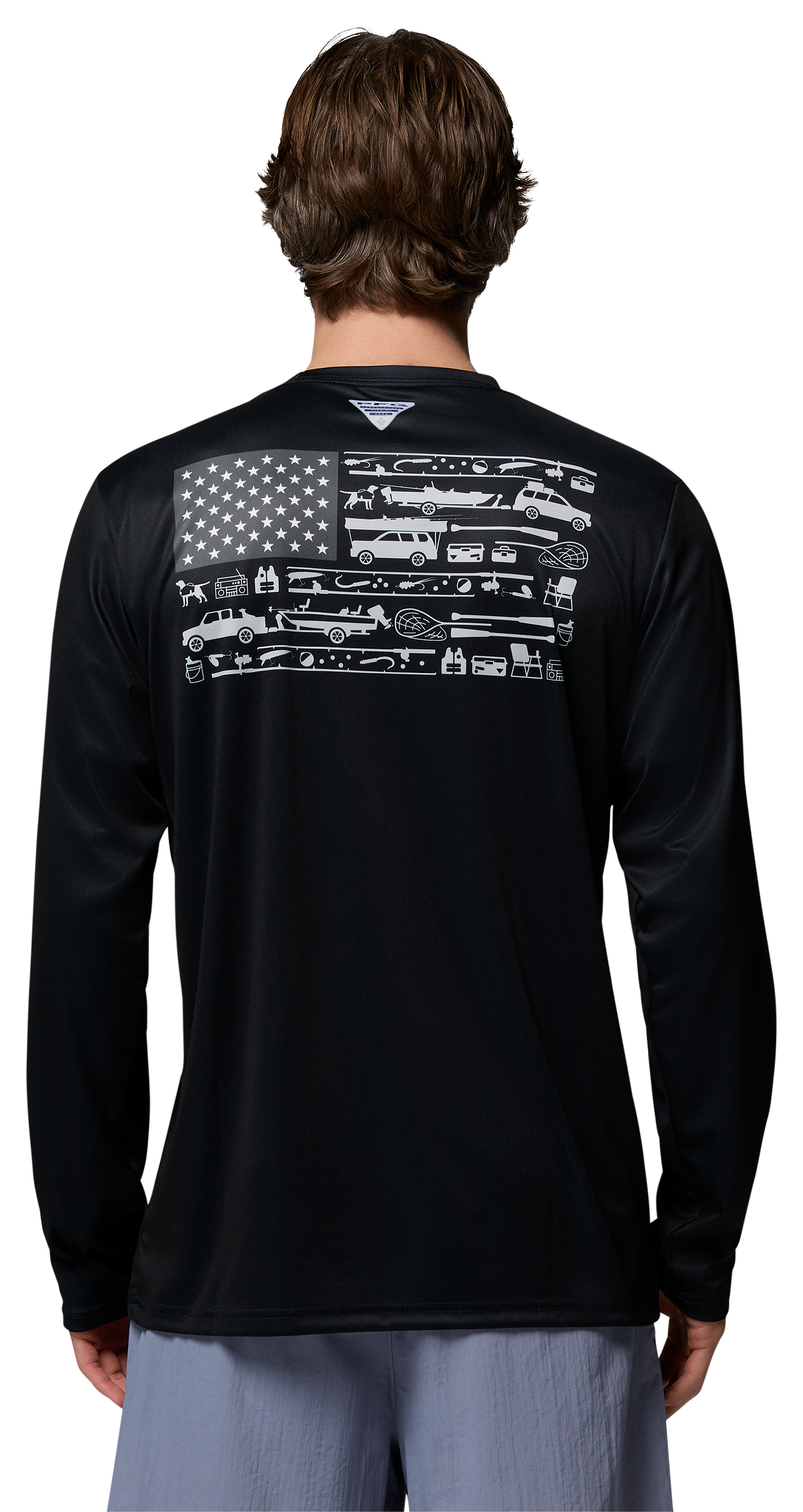 Image of Columbia PFG Fish Flag II Boat Ramp Champ Long-Sleeve Shirt - Black - XXL