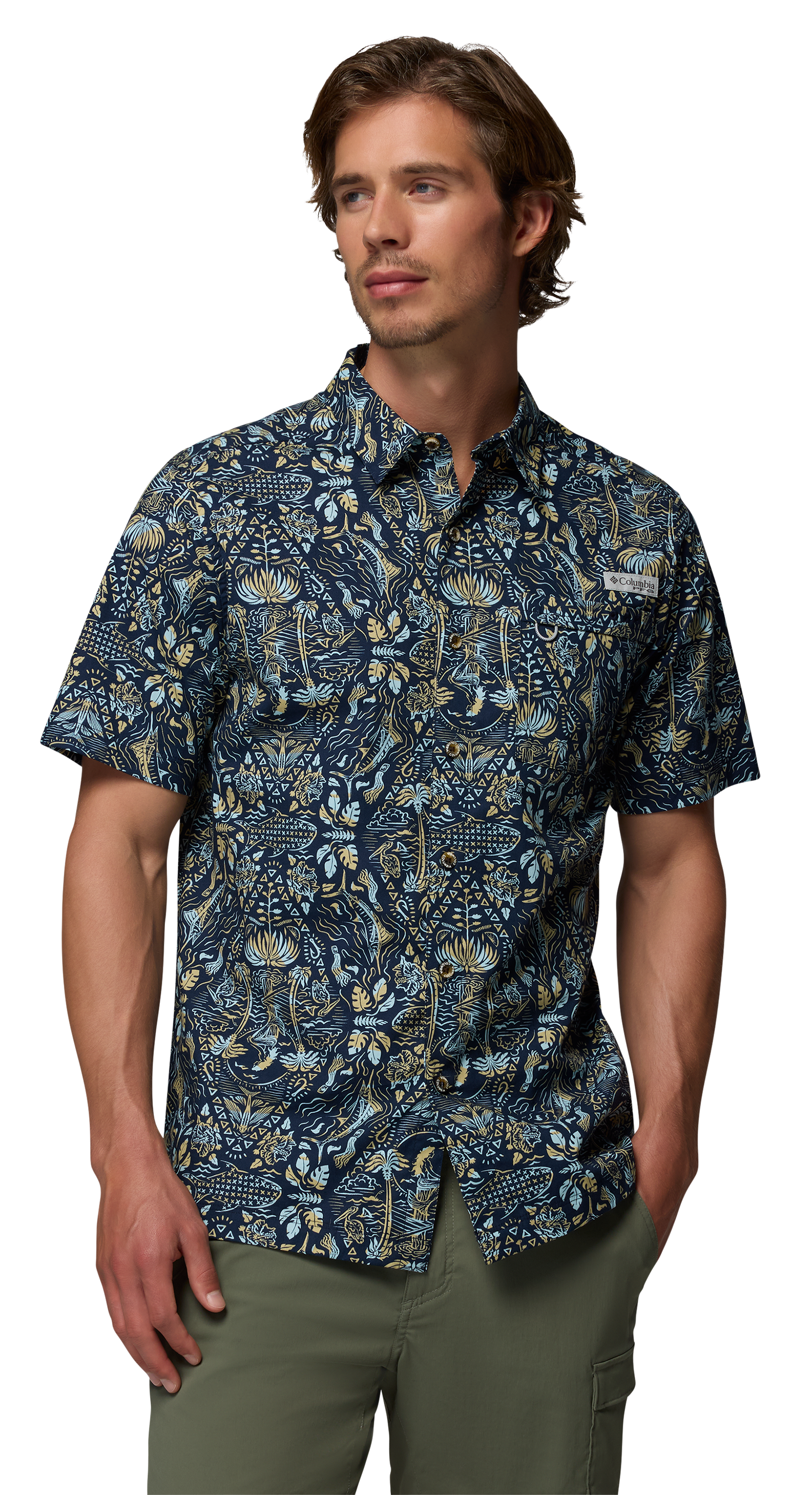 Image of Columbia Wild Cast Camp Short-Sleeve Shirt - Collegiate Navy Seasirens - 2XL