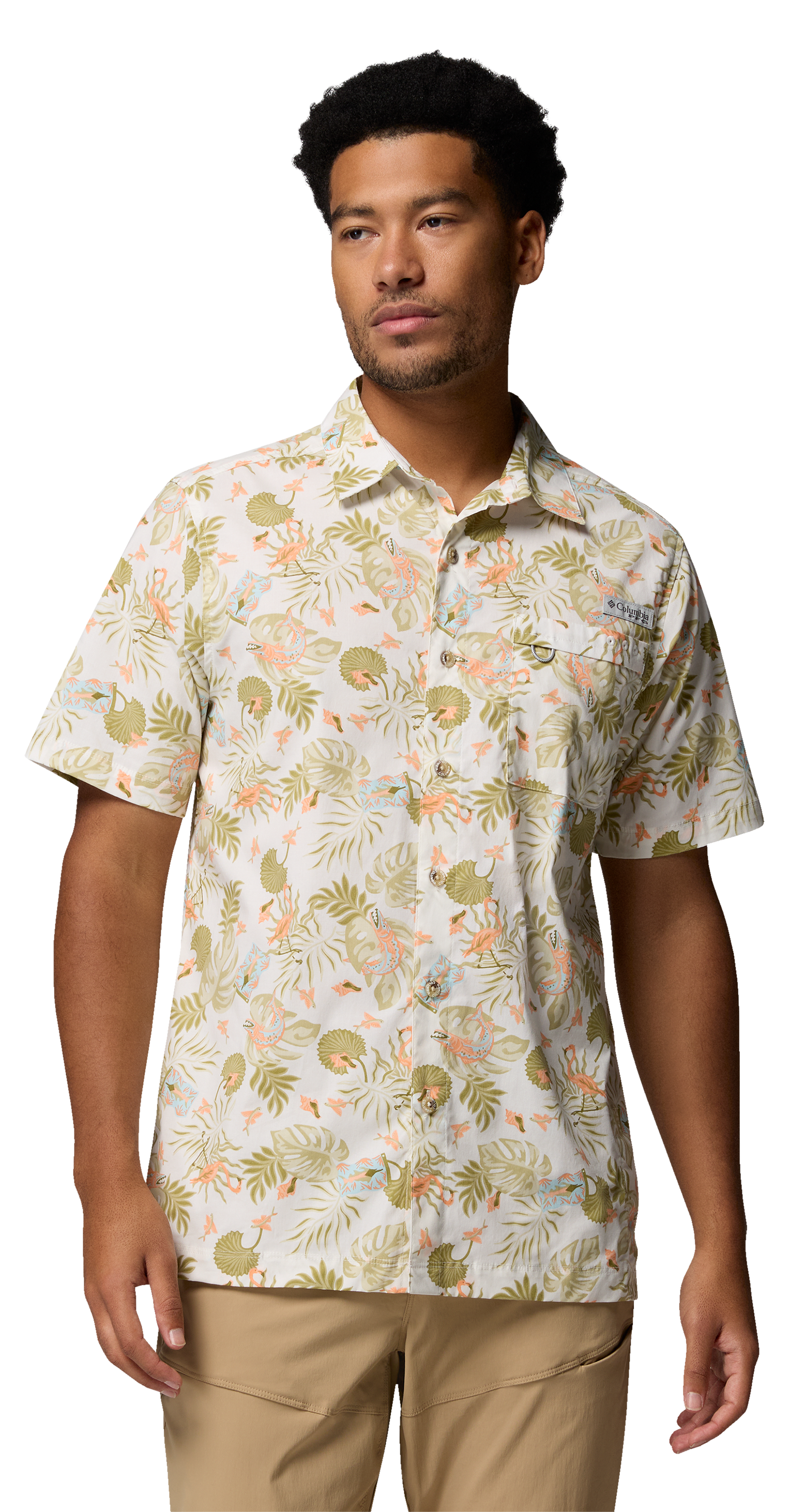 Image of Columbia Wild Cast Camp Short-Sleeve Shirt - Sea Salt Inagua - M