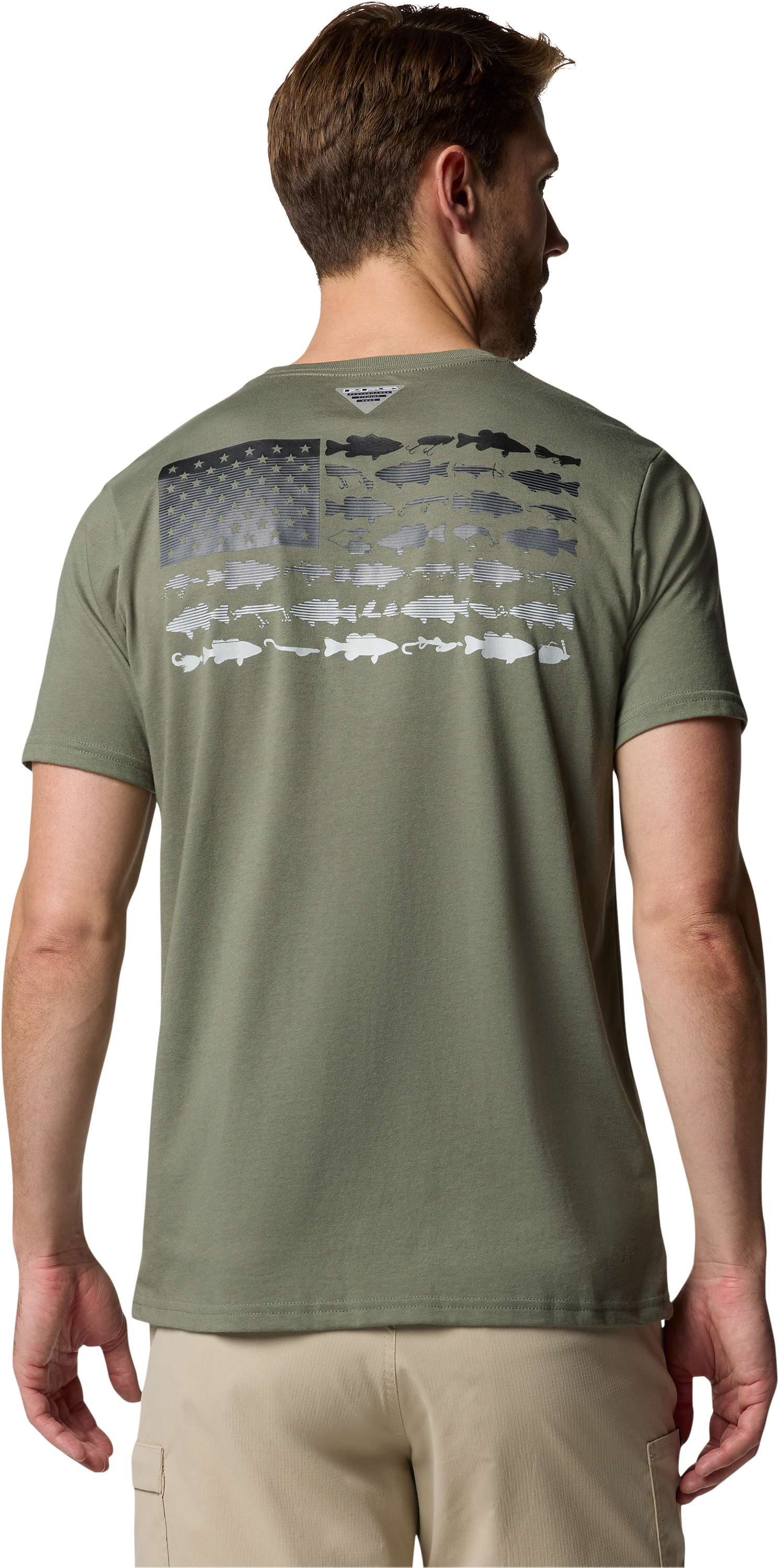 Image of Columbia PFG Fish Flag II Short-Sleeve Shirt for Men - Cypress/Black Bass Lures - 2XL