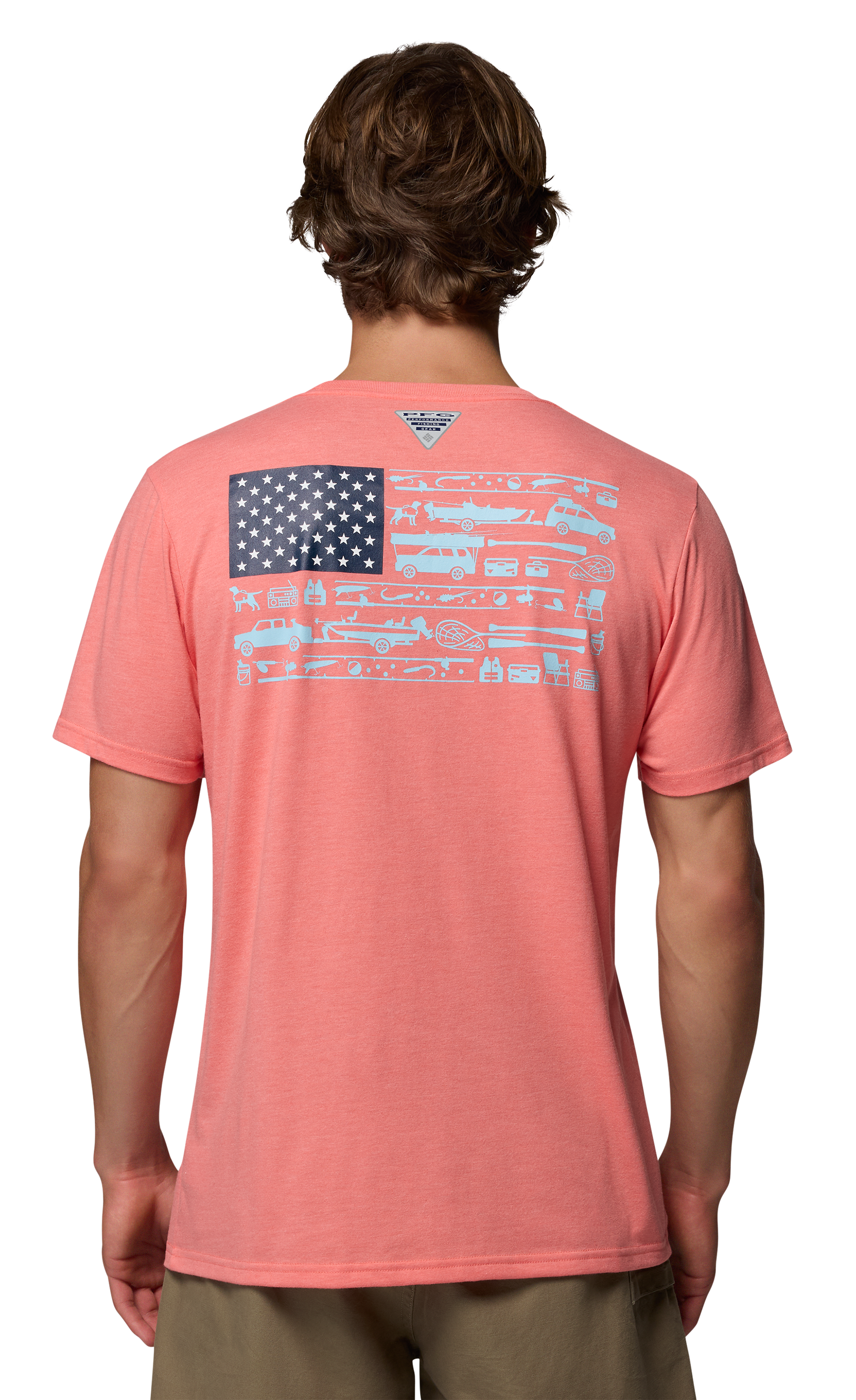Image of Columbia PFG Fish Flag II Boat Ramp Champ Short-Sleeve T-Shirt - Melonade Heather