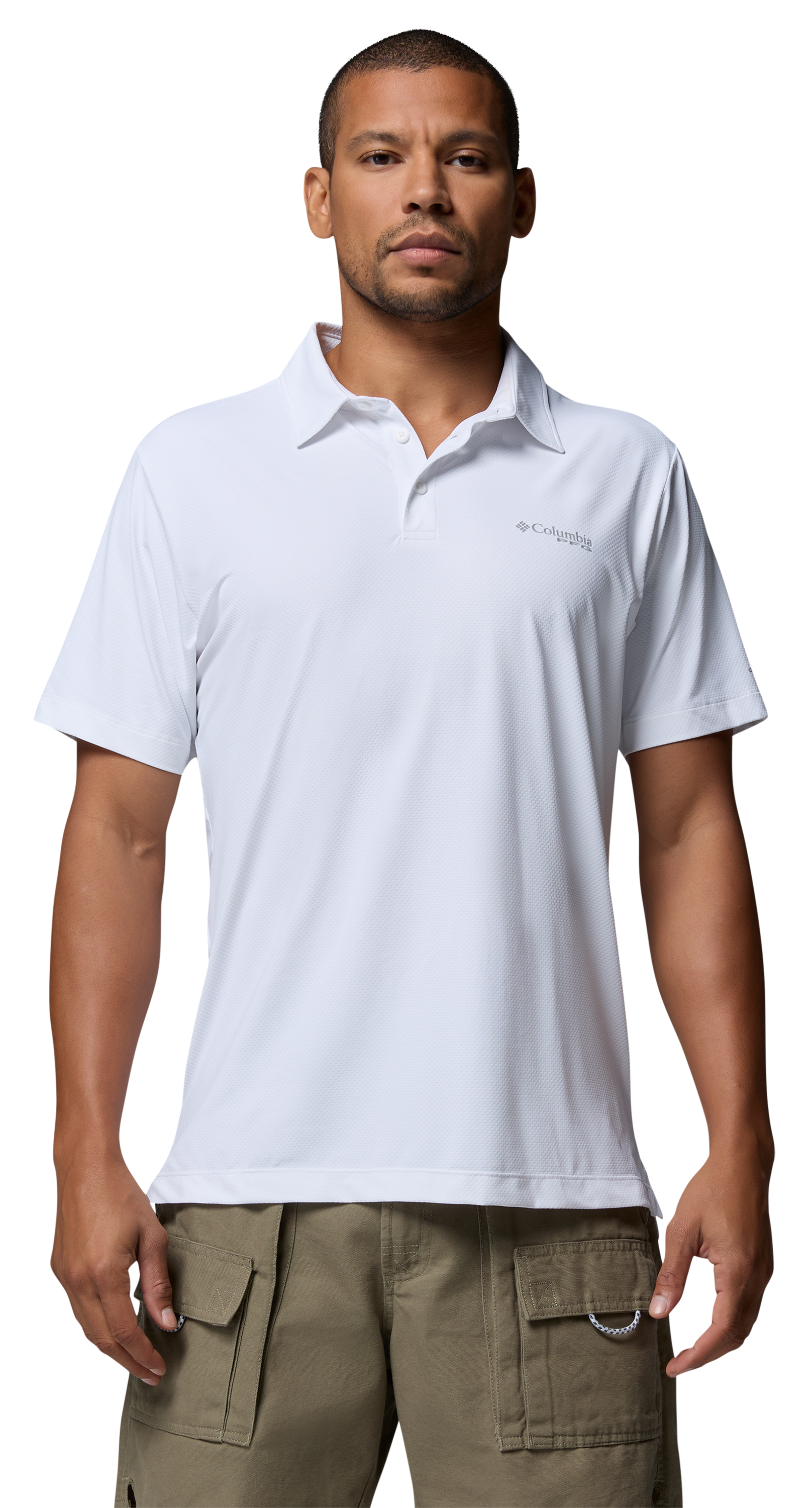 Columbia PFG Solar Stream II Short-Sleeve Polo - White