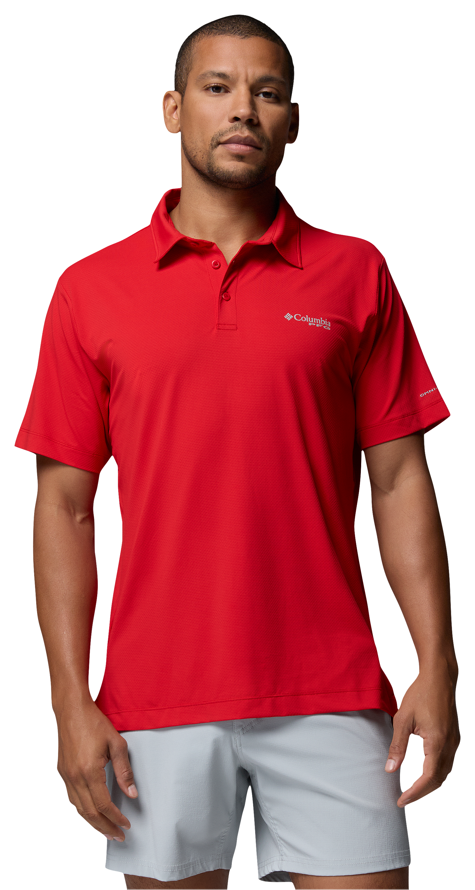 Image of Columbia PFG Solar Stream II Short-Sleeve Polo - Red Spark - M
