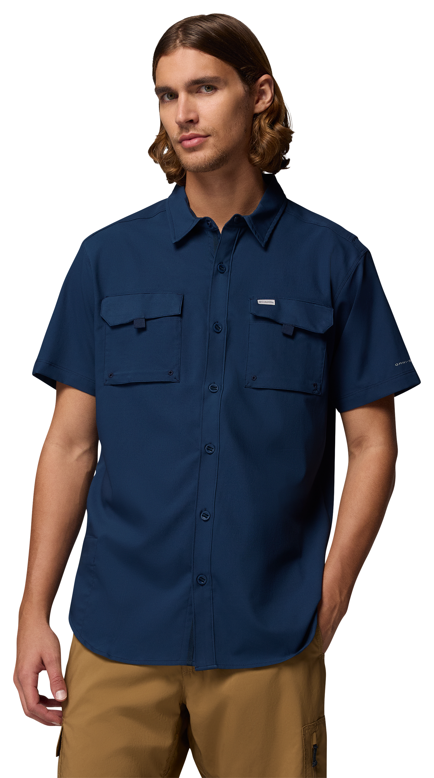 Image of Columbia Silver Ridge Utility II Button-Down Short-Sleeve Shirt - Collegiate Navy - L