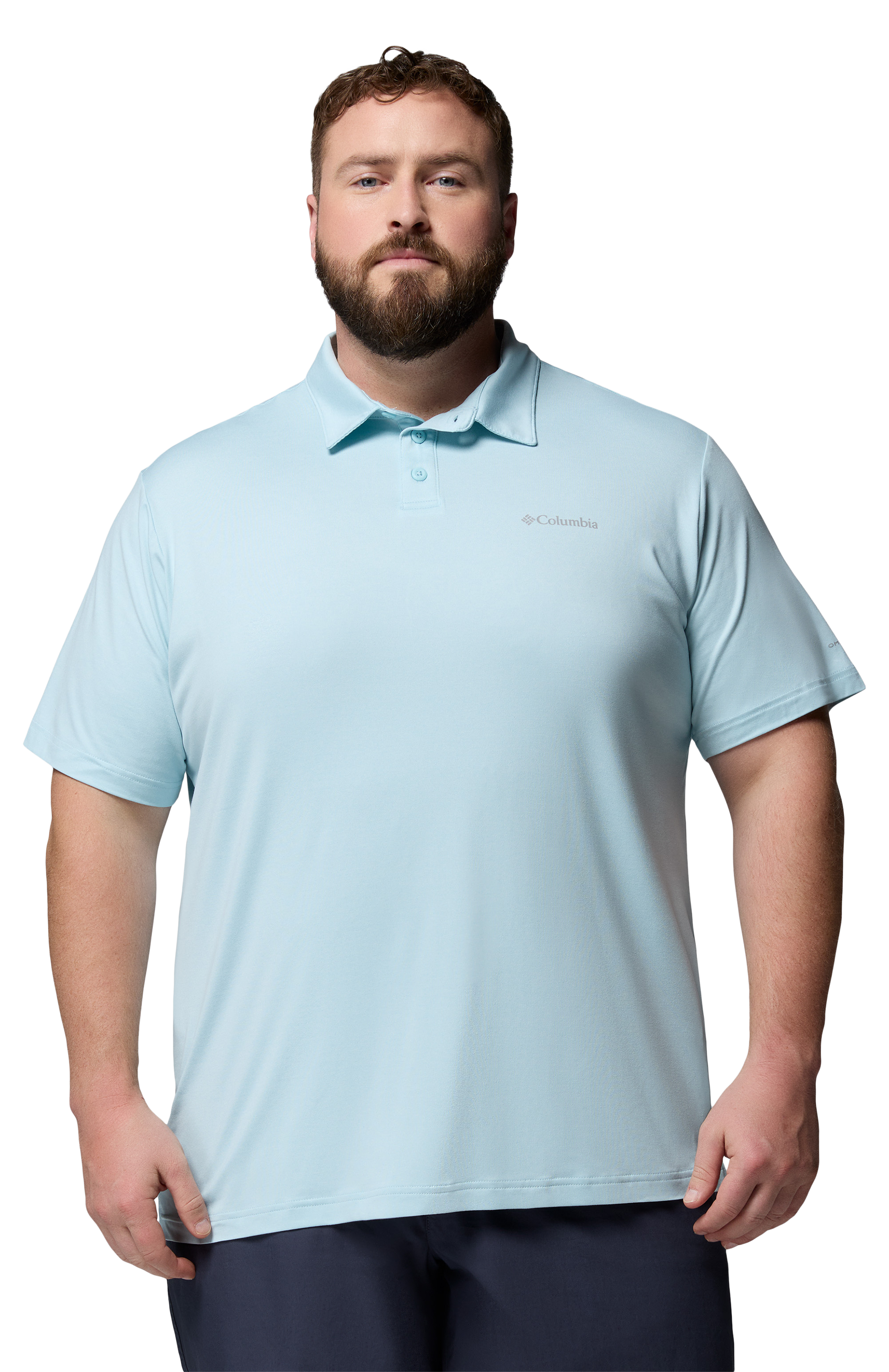 Image of Columbia Parsons Point Short-Sleeve Polo Shirt - Marine Light Heather/Tranquil Blue