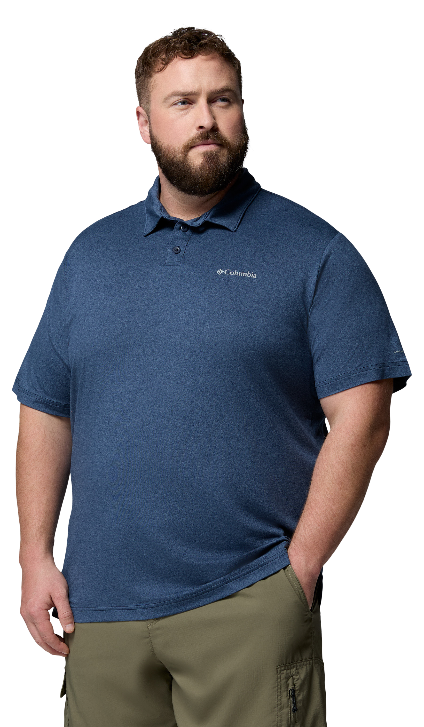 Image of Columbia Parsons Point Short-Sleeve Polo Shirt - Collegiate Navy Heather/Mountain Blue - M