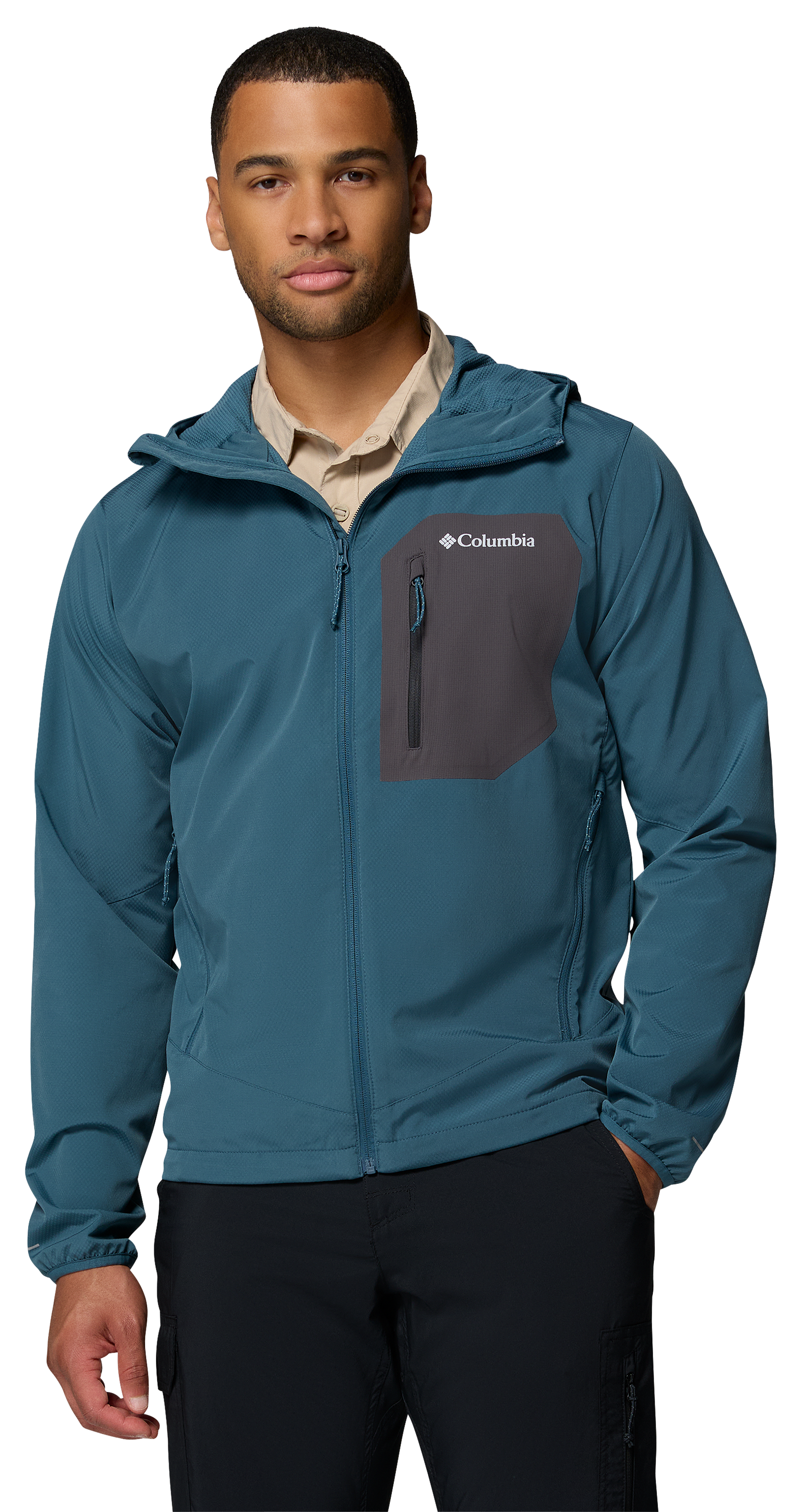 Image of Columbia Tall Heights III Softshell Hooded Jacket - Everblue/Shark - L
