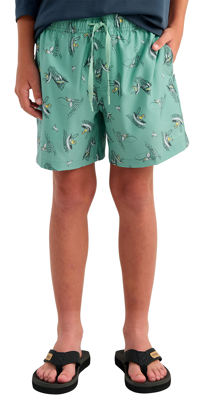 Image of Huk Pursuit Volley Swim Shorts for Kids - Marine Blue