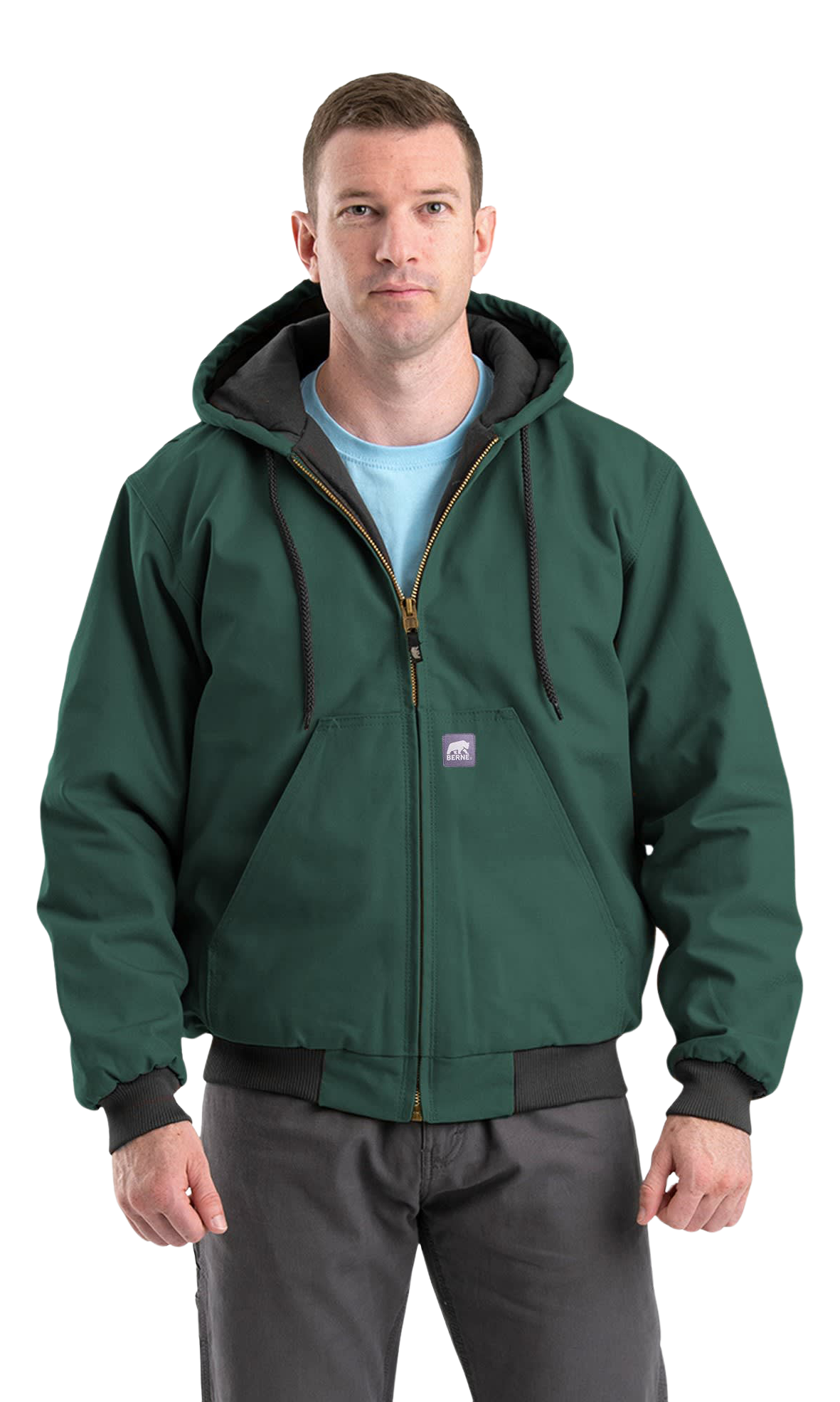 Image of Berne Heritage Duck Hooded Jacket - Green - 2XL