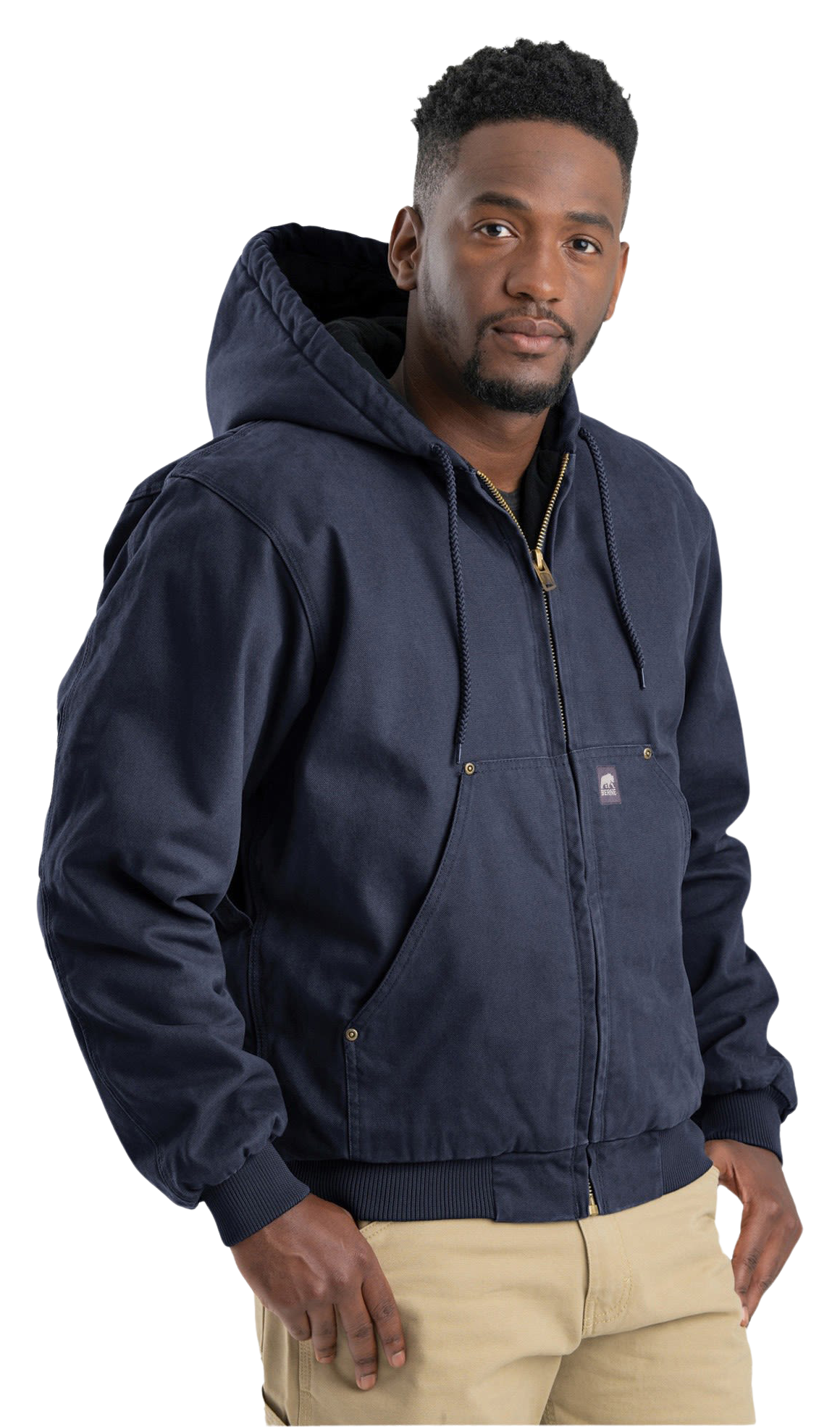 Image of Berne Heartland Washed Hooded Jacket - Navy - XL