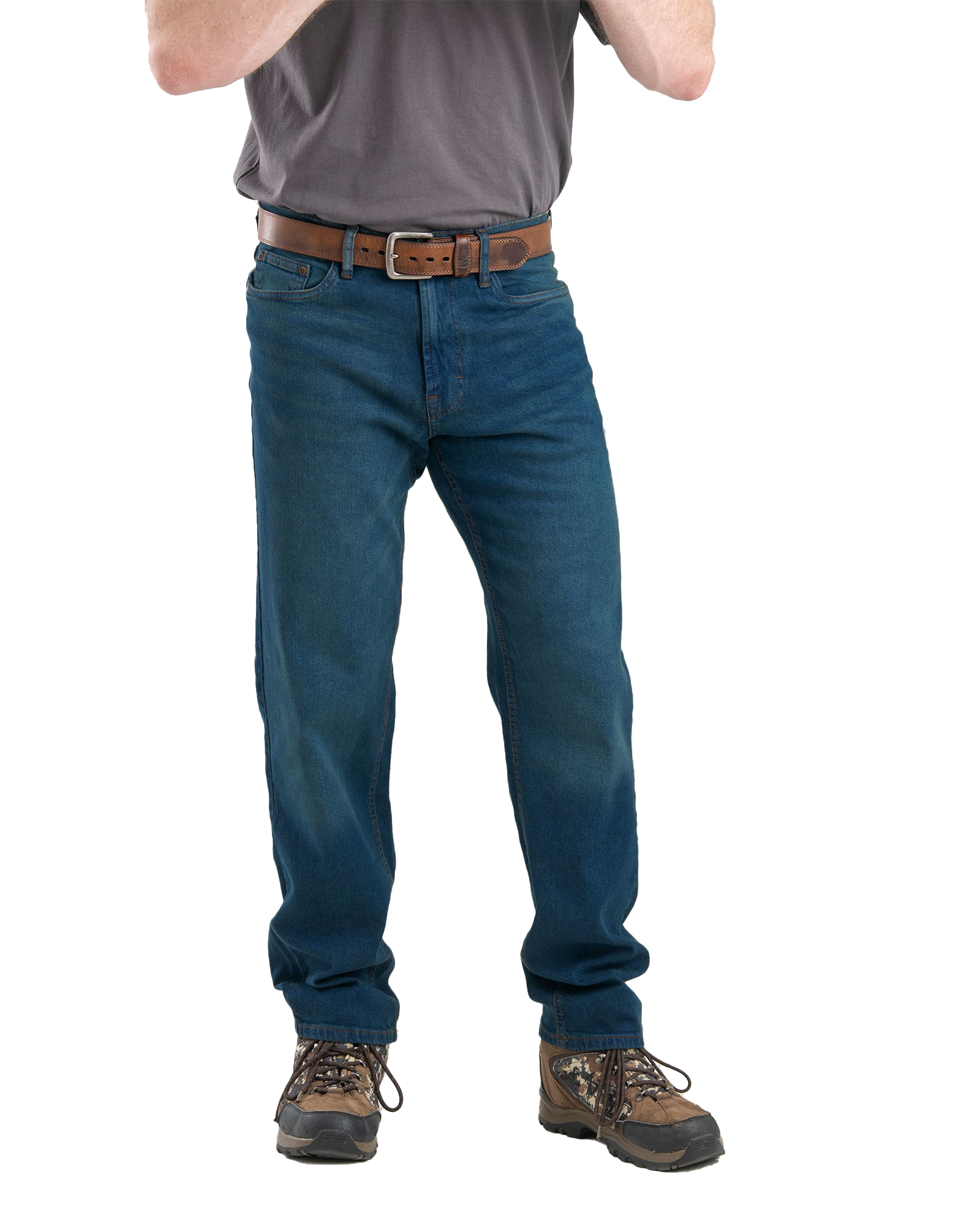 Image of Berne Heartland Flex Relaxed-Fit Straight-Leg Jeans - Stone Wash Dark
