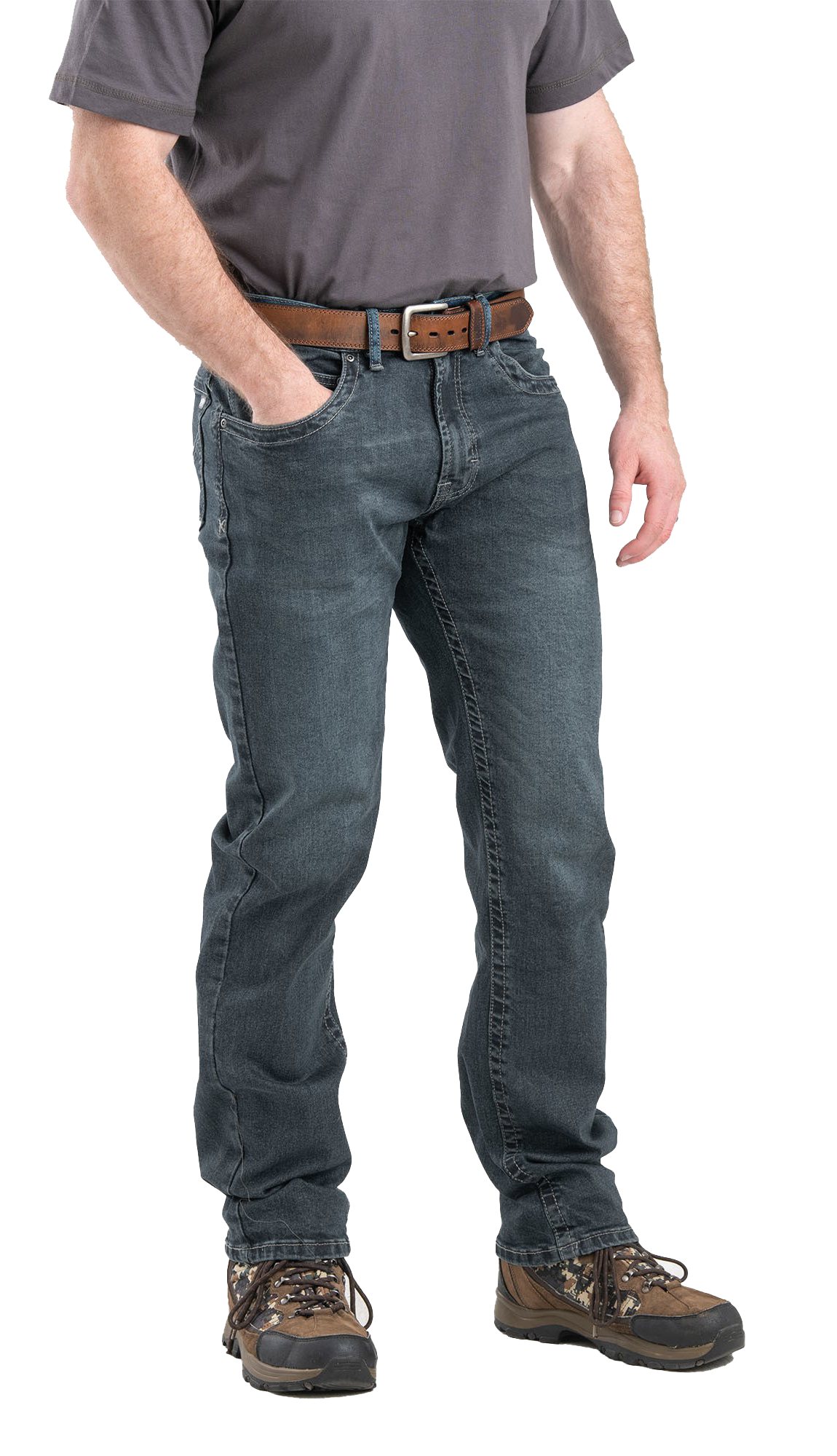 Image of Berne Highland Flex Relaxed-Fit Straight-Leg Jeans - Limestone