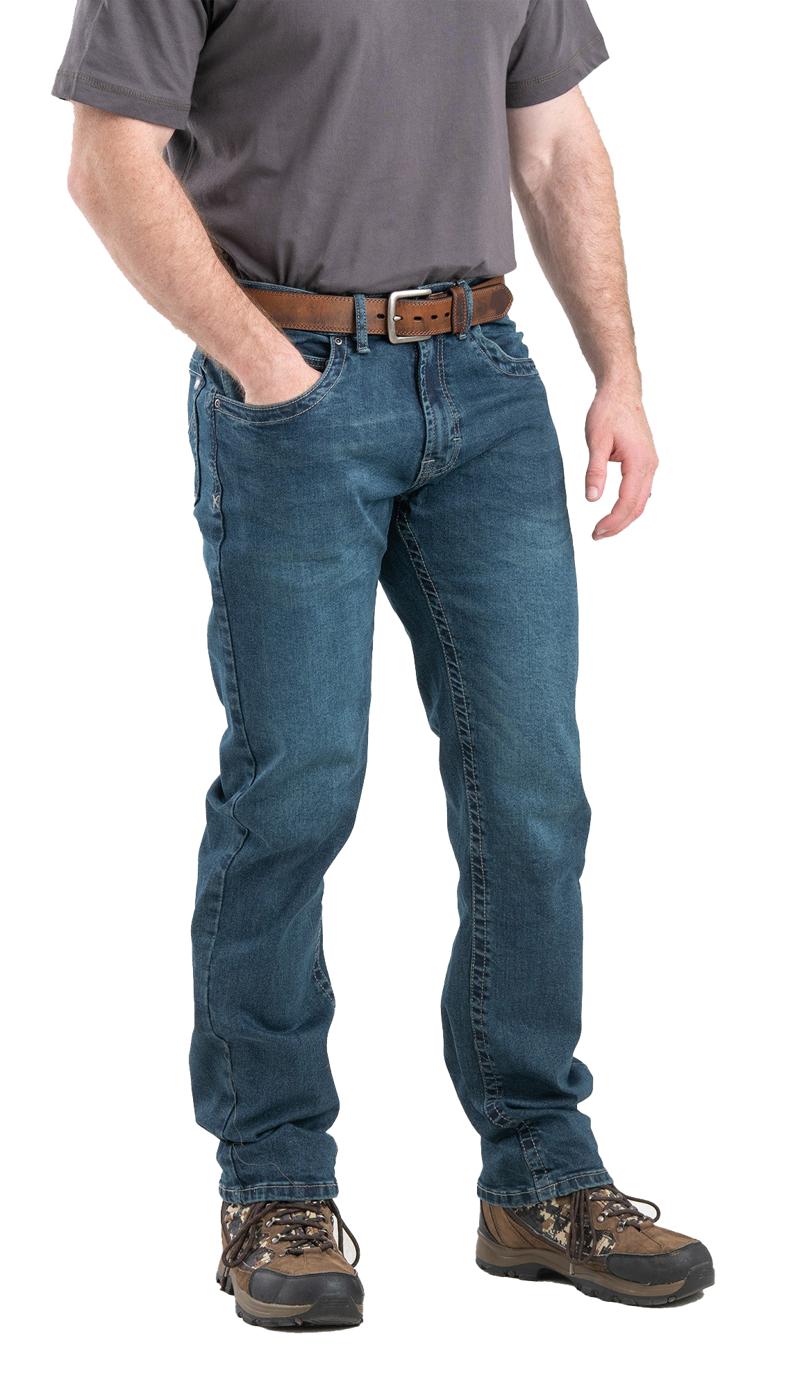Image of Berne Highland Flex Relaxed-Fit Straight-Leg Jeans - Granite
