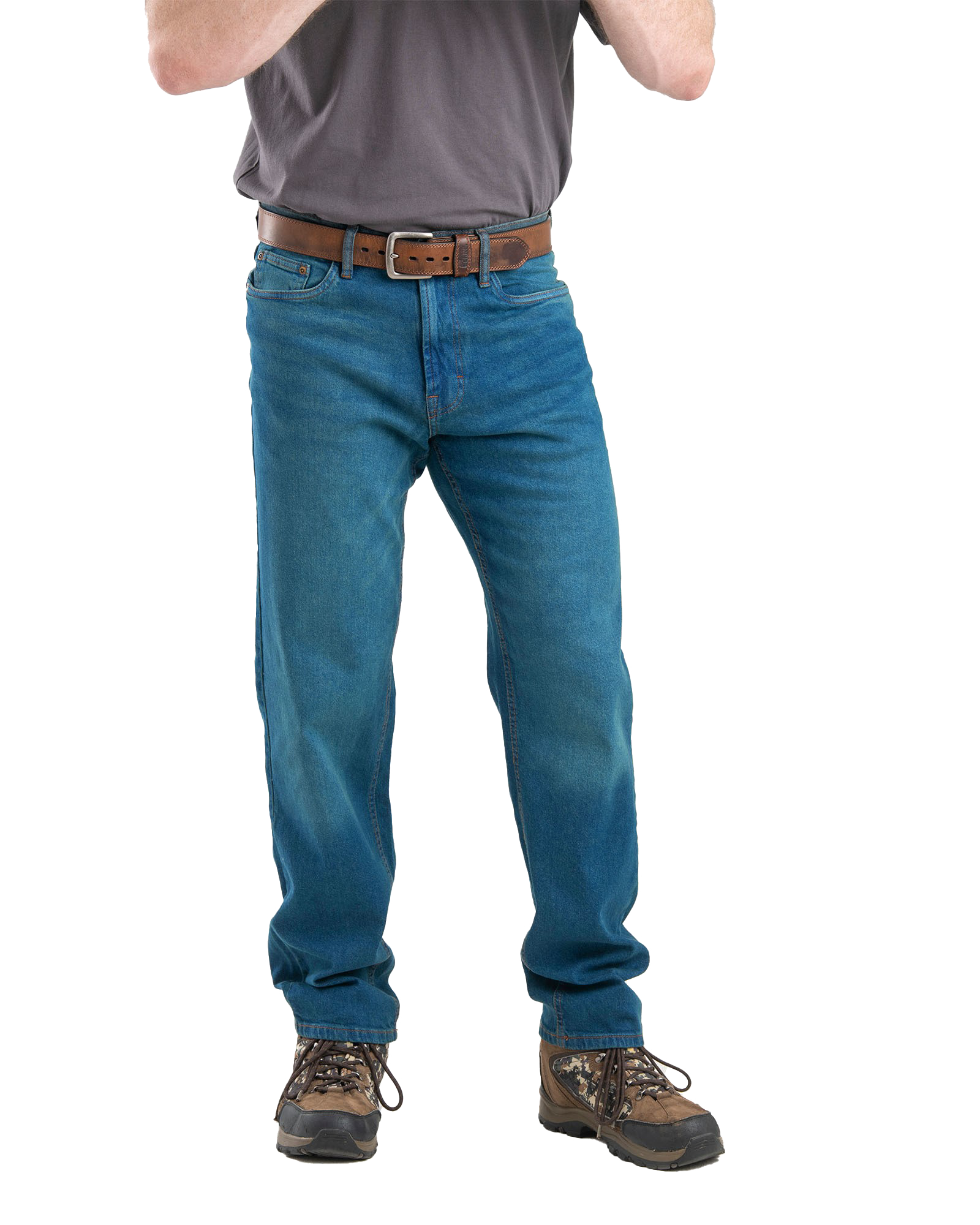 Image of Berne Heartland Flex Relaxed-Fit Straight-Leg Jeans - Classic Stone Wash