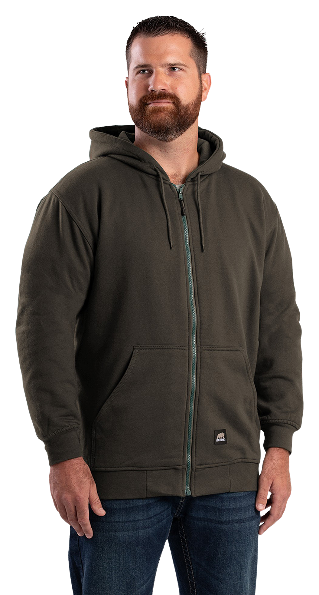 Image of Berne Heritage Thermal-Lined Full-Zip Hooded Sweatshirt - Dark Brown - XLT