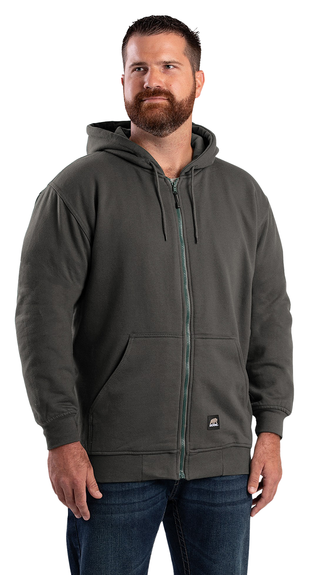 Image of Berne Heritage Thermal-Lined Full-Zip Hooded Sweatshirt - Charcoal - LT