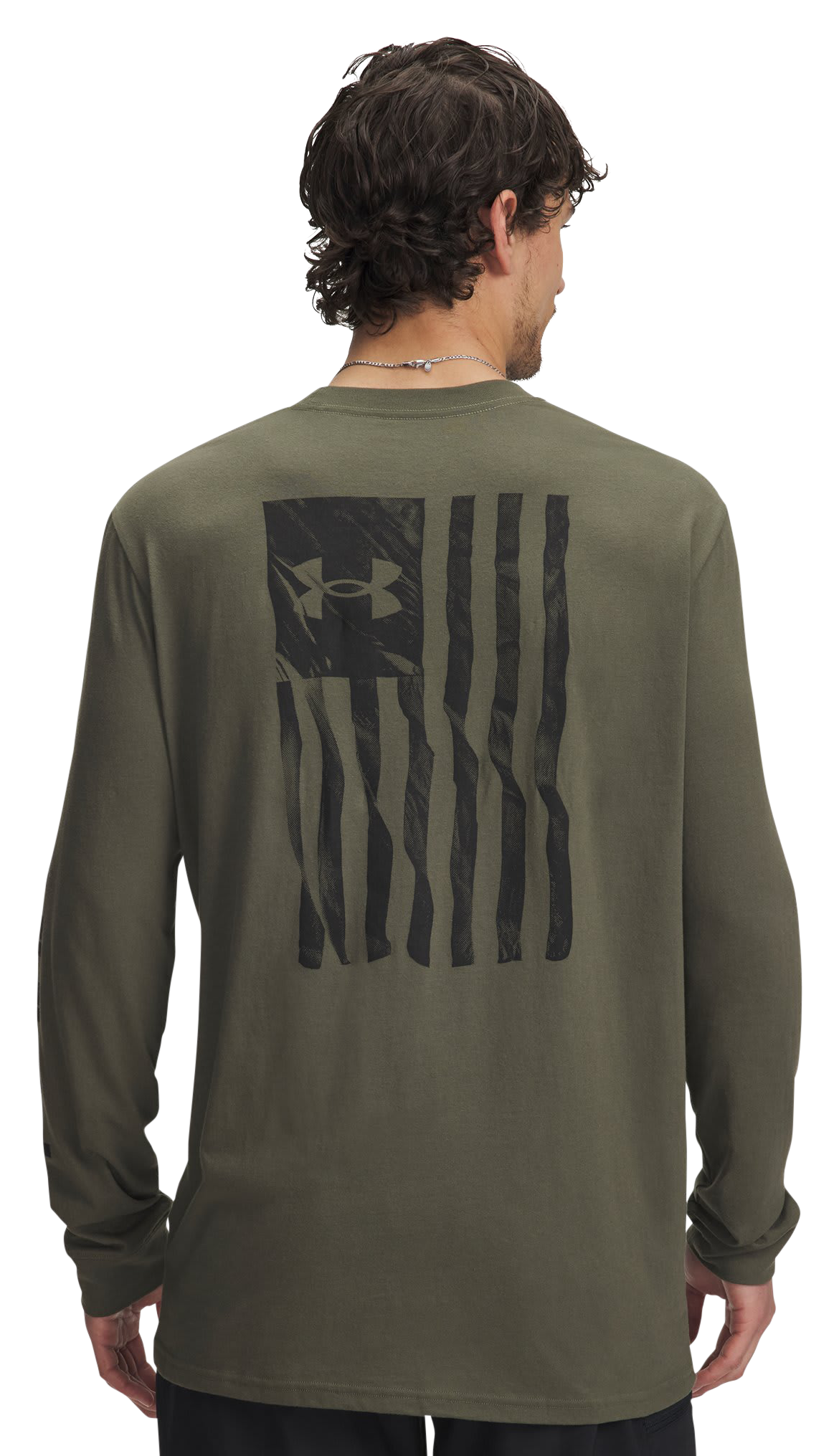 Image of Under Armour Freedom Flag Graphic Long-Sleeve Shirt - Marine OD Green/Black - XS