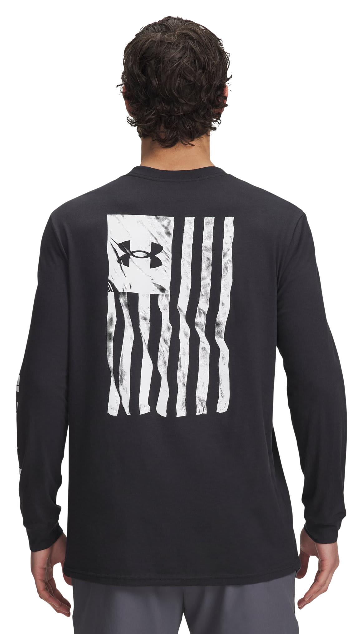 Image of Under Armour Freedom Flag Graphic Long-Sleeve Shirt - Black/White - MD