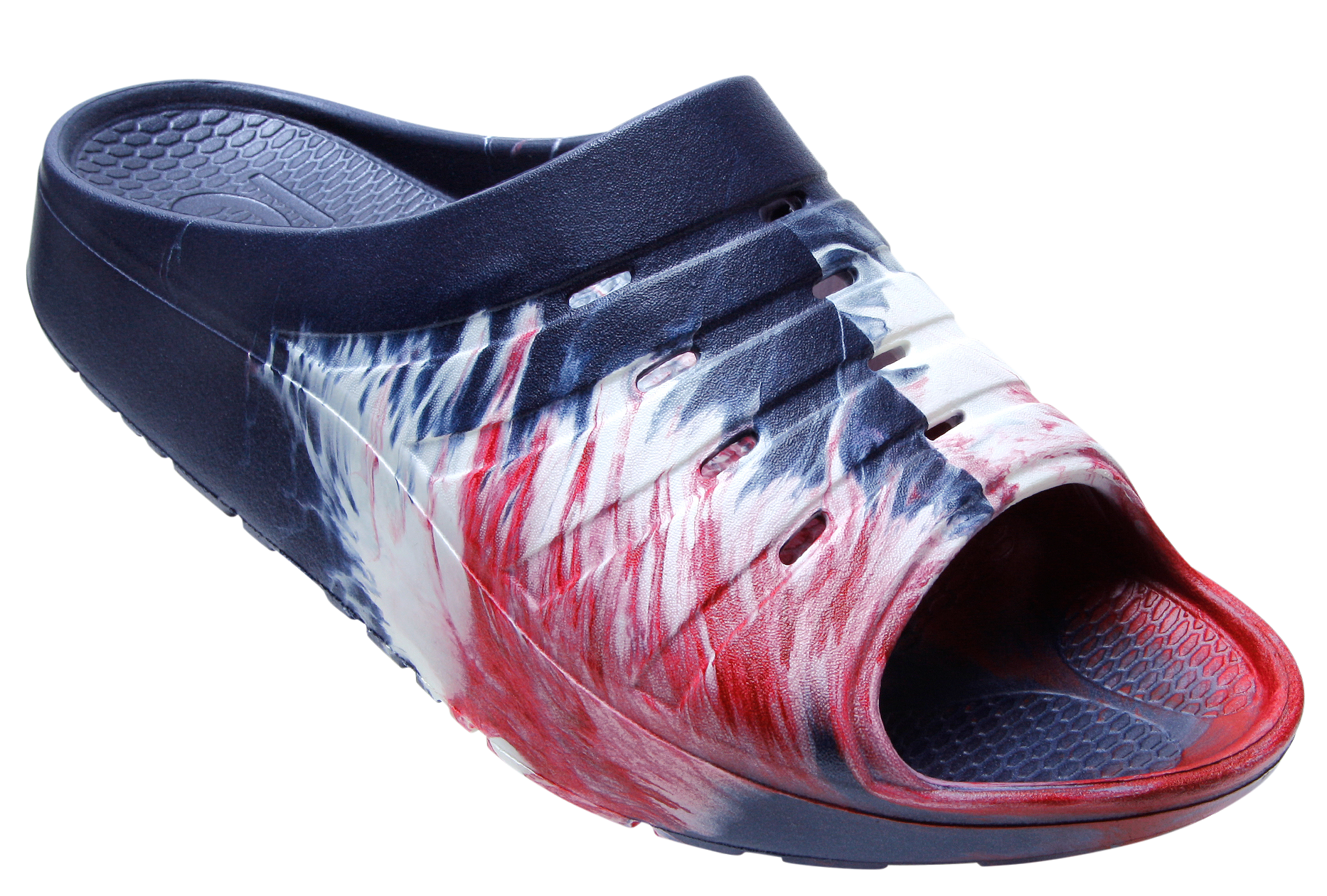 Image of OKA Recovery Slide Sandals - Red/White/Blue