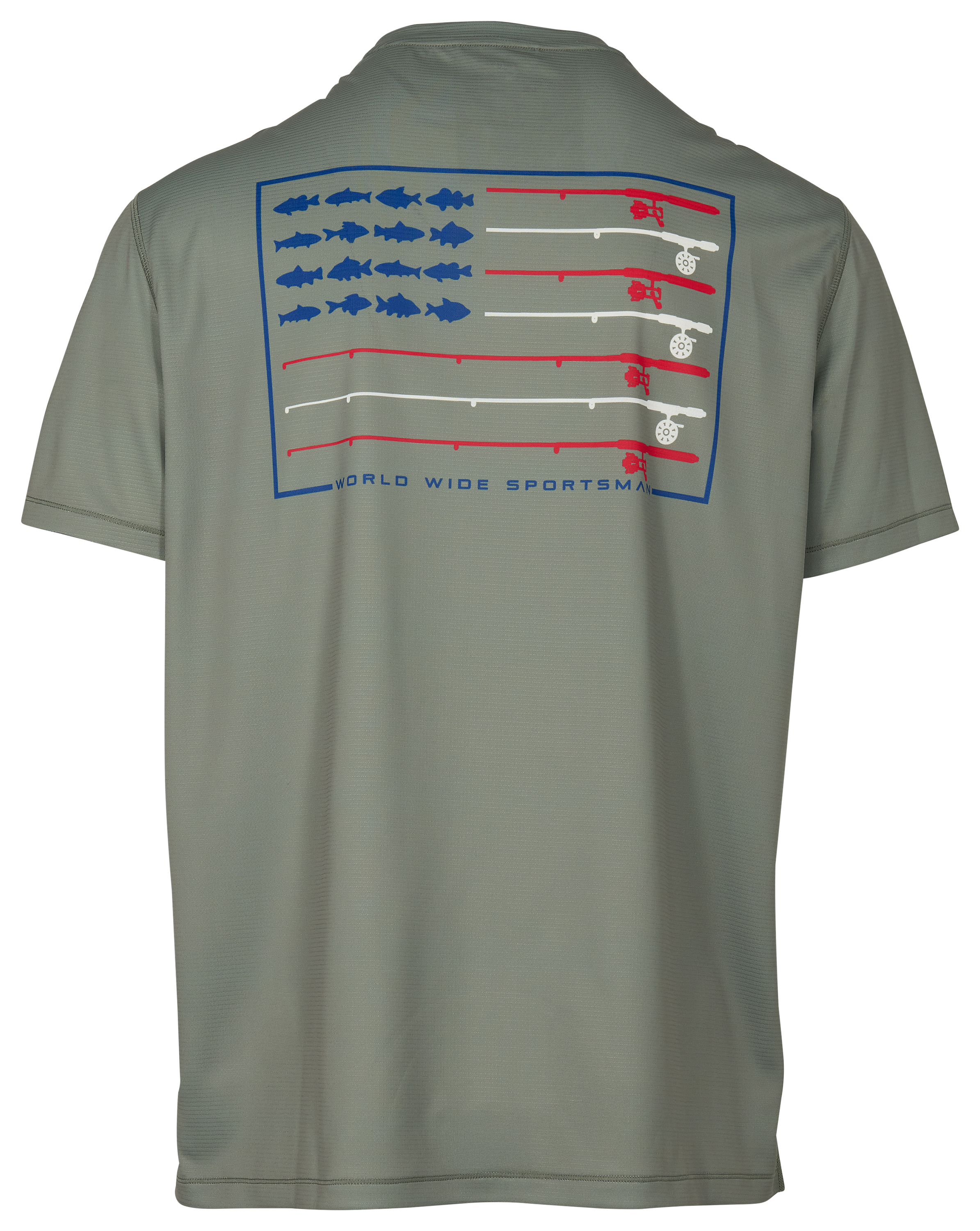 Image of World Wide Sportsman 3D Cool Fishing Flag Graphic Short-Sleeve Shirt - Sea/Flag