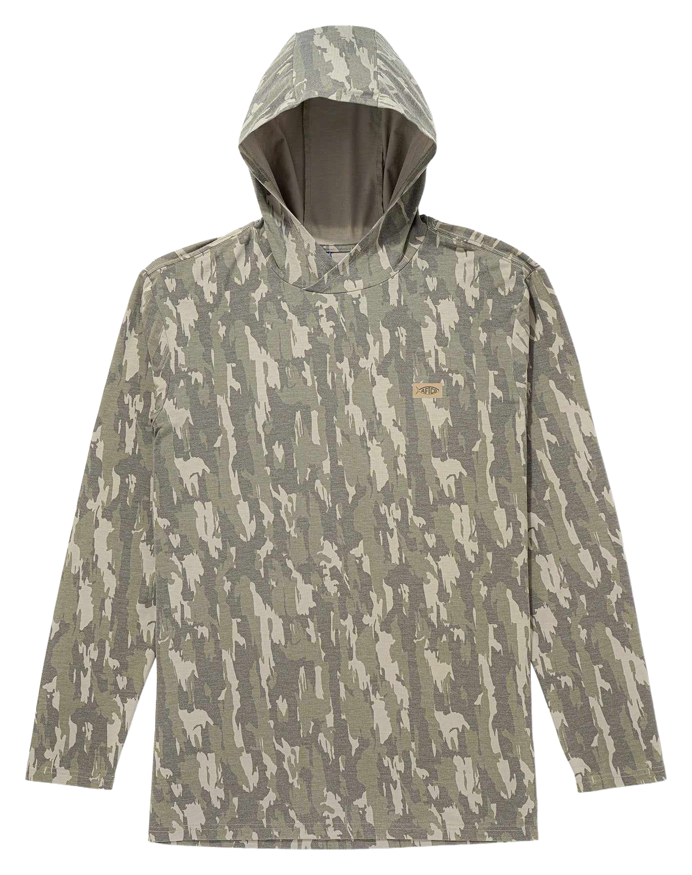 Image of AFTCO Ocean Bound Hooded Long-Sleeve Performance Shirt - Olive Current Camo