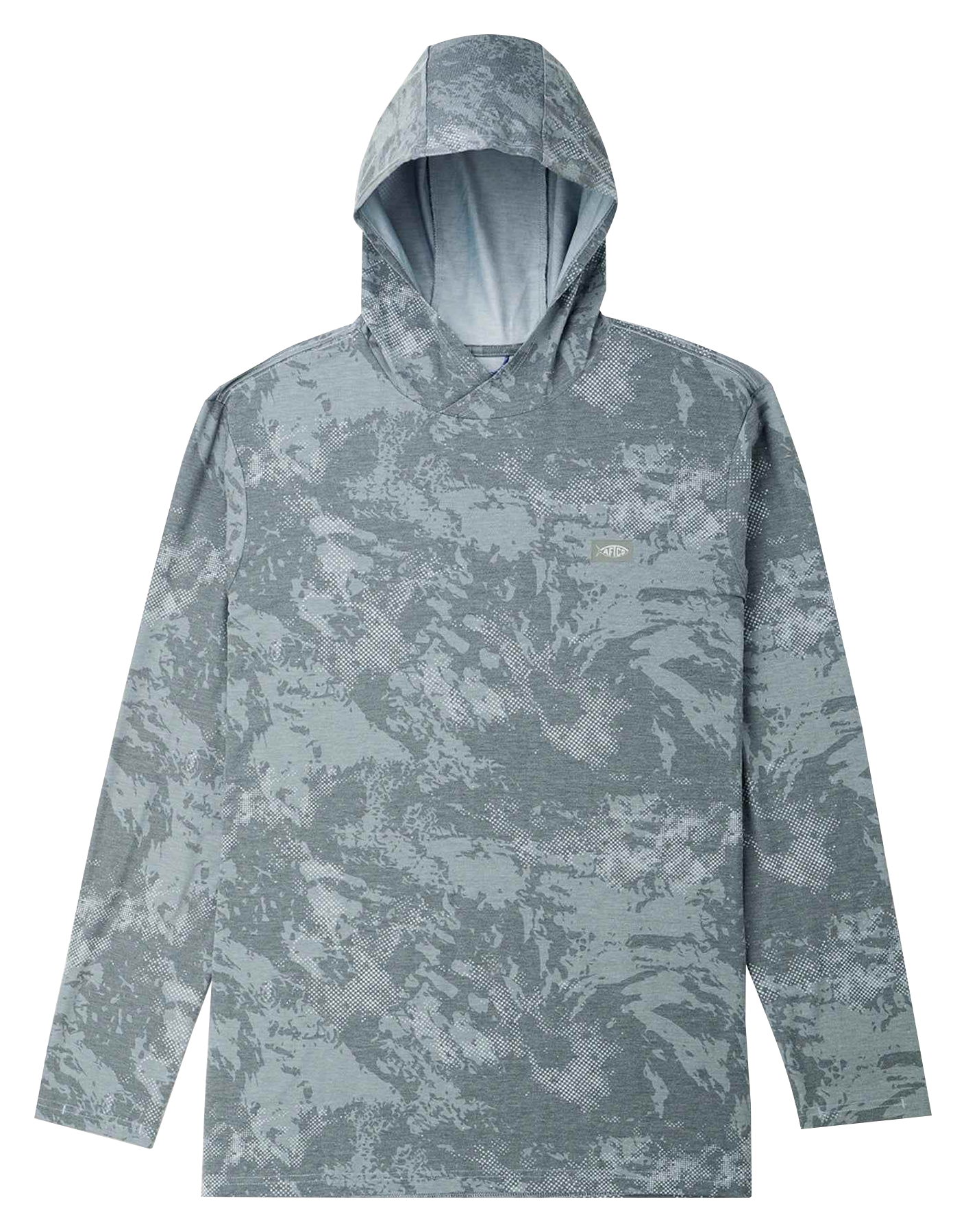 Image of AFTCO Ocean Bound Hooded Long-Sleeve Performance Shirt - Steel Storm Camo