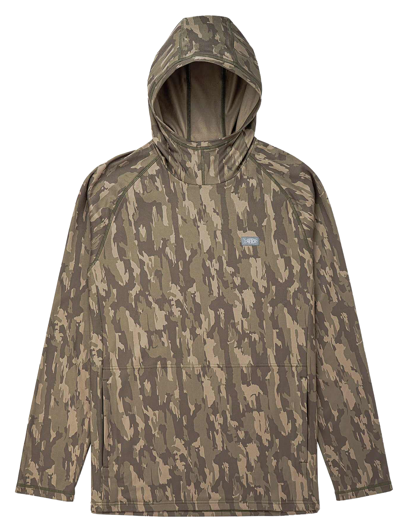 Image of AFTCO Coastal Layer Printed Long-Sleeve Hoodie - Olive Current Camo - M