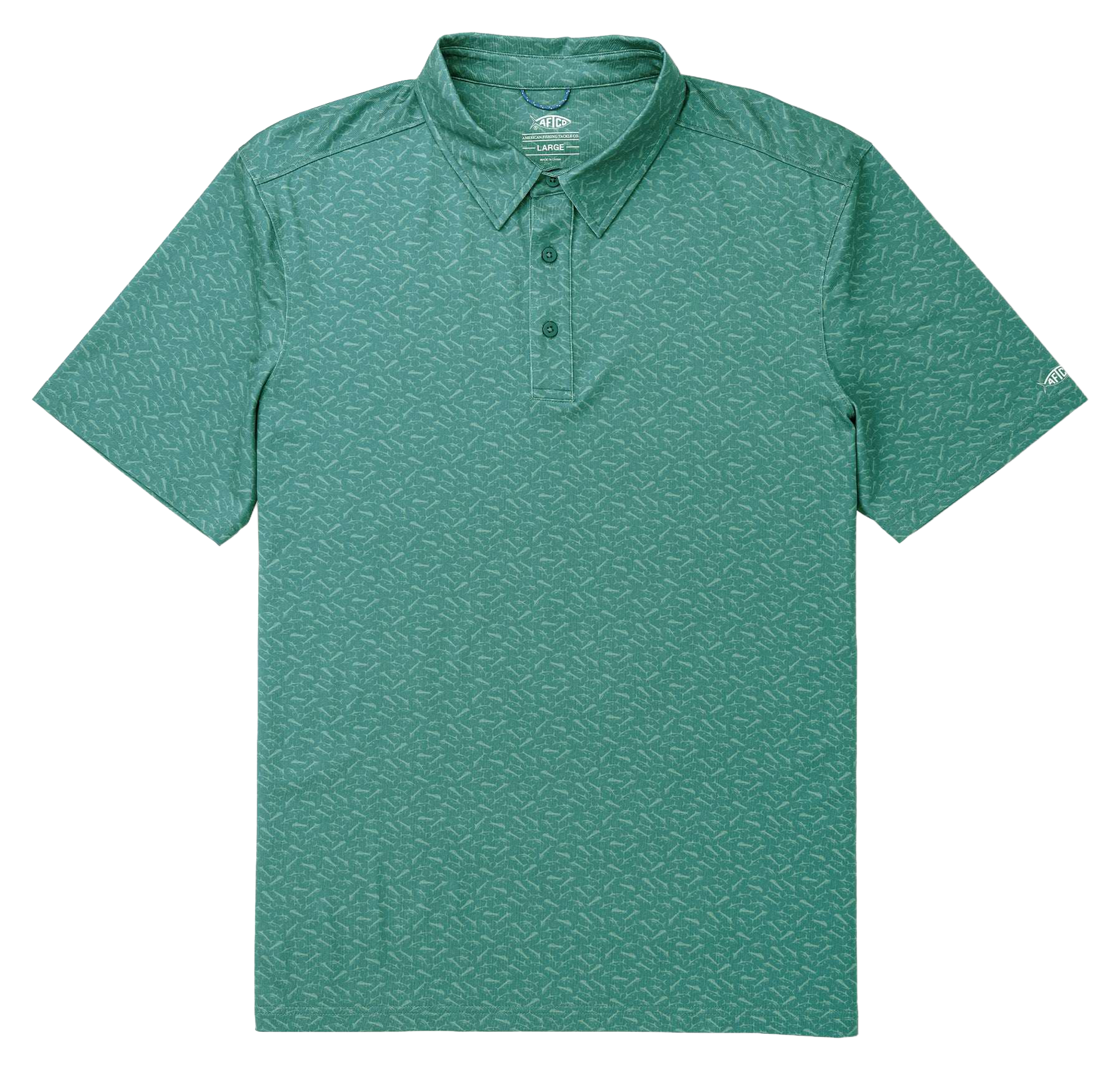 Image of AFTCO Cypress Printed Short-Sleeve Polo - Silver Pine