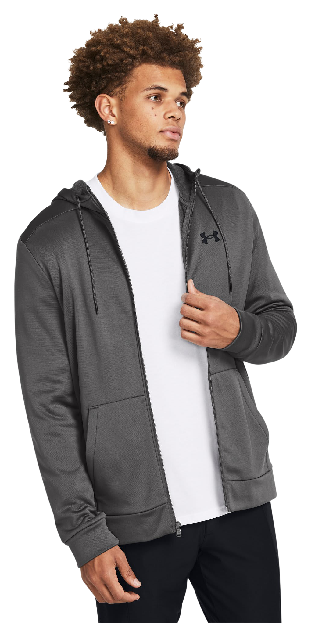 Image of Under Armour Logo Armour Fleece Full-Zip Long-Sleeve Hoodie - Castlerock - XL