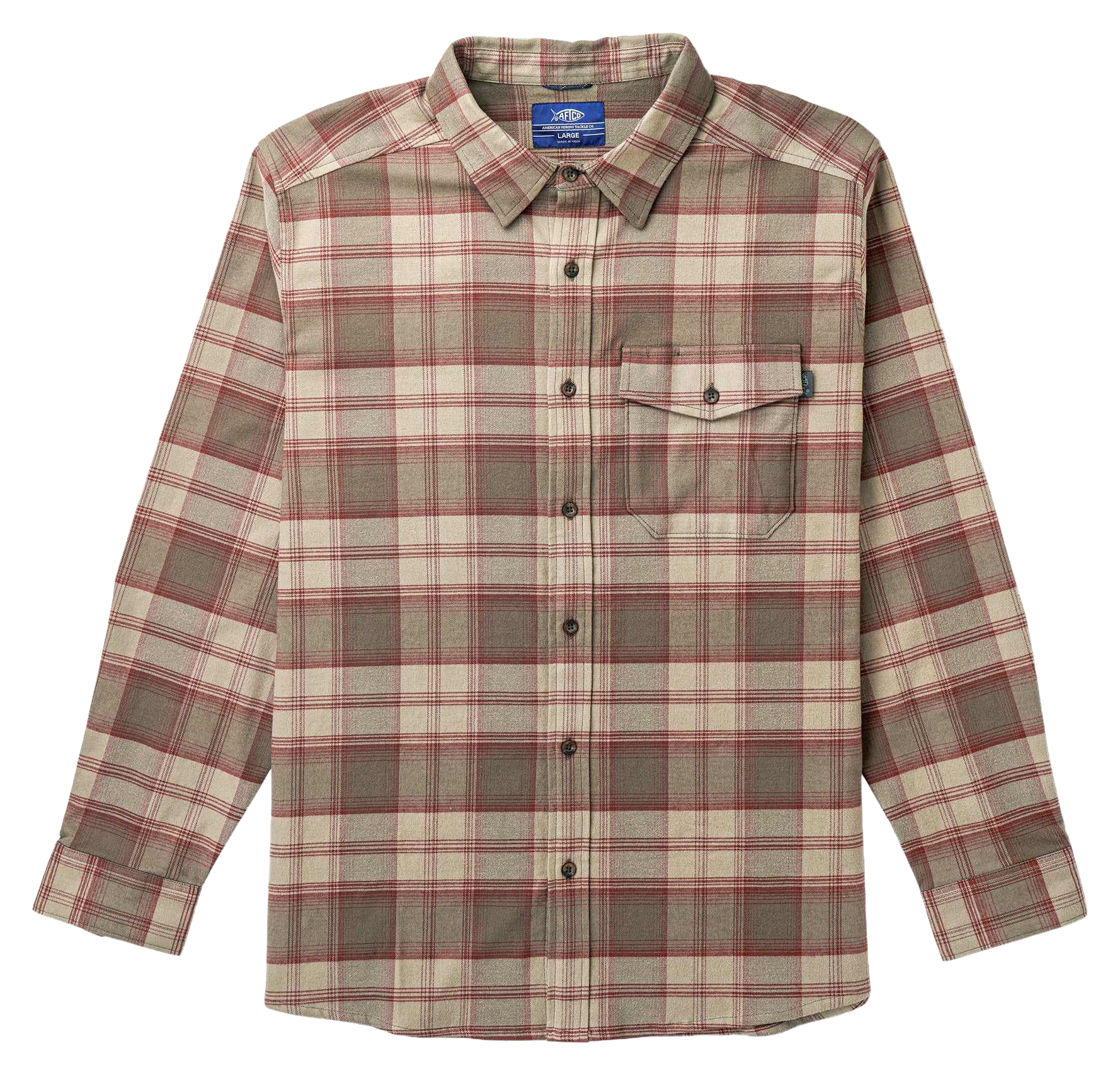 Image of AFTCO Lager Flannel Long-Sleeve Shirt - Sable