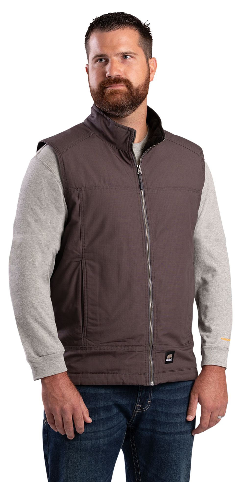 Image of Berne Heartland Fleece-Lined Ripstop Vest for Men - Slate - M