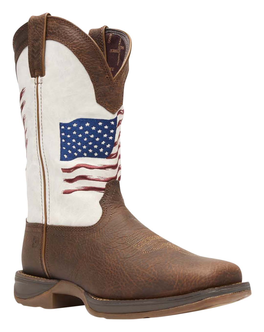 Image of Durango Rebel Distressed Flag Western Boots for Men - Bay Brown/White