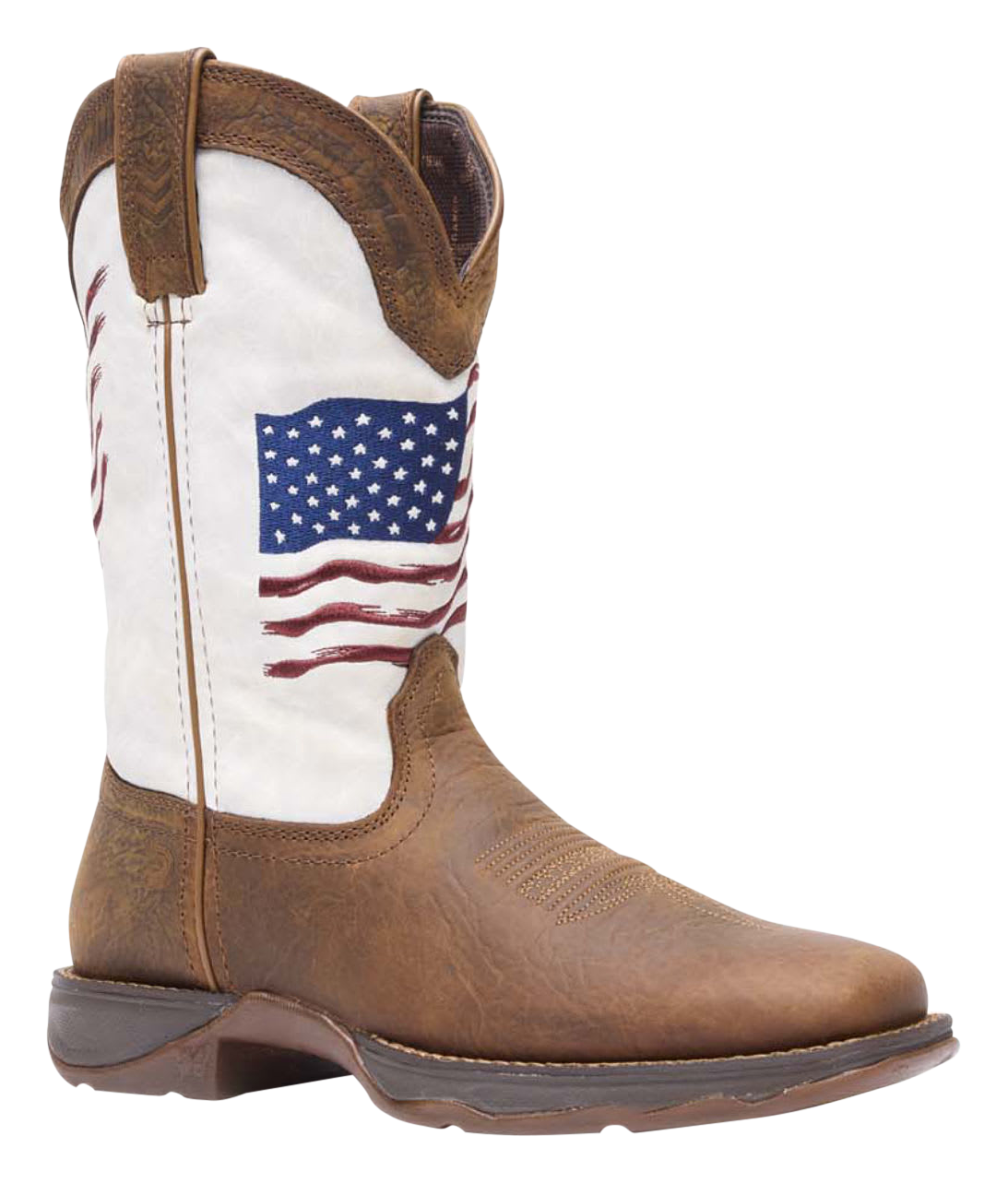 Image of Durango Lady Rebel Distressed Flag Western Boots for Ladies - Bay Brown/White - 7M