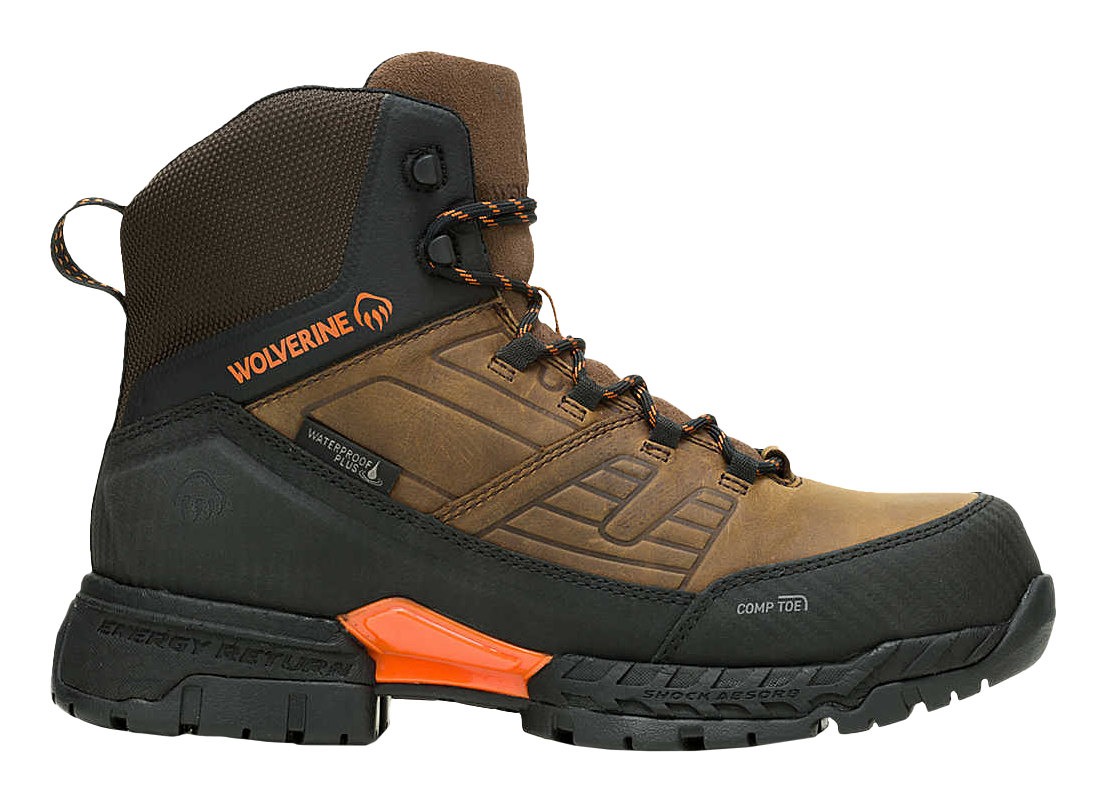 Image of Wolverine Surge LX EnergyBound CarbonMax Waterproof Composite Toe Work Boots for Men - Sudan Brown