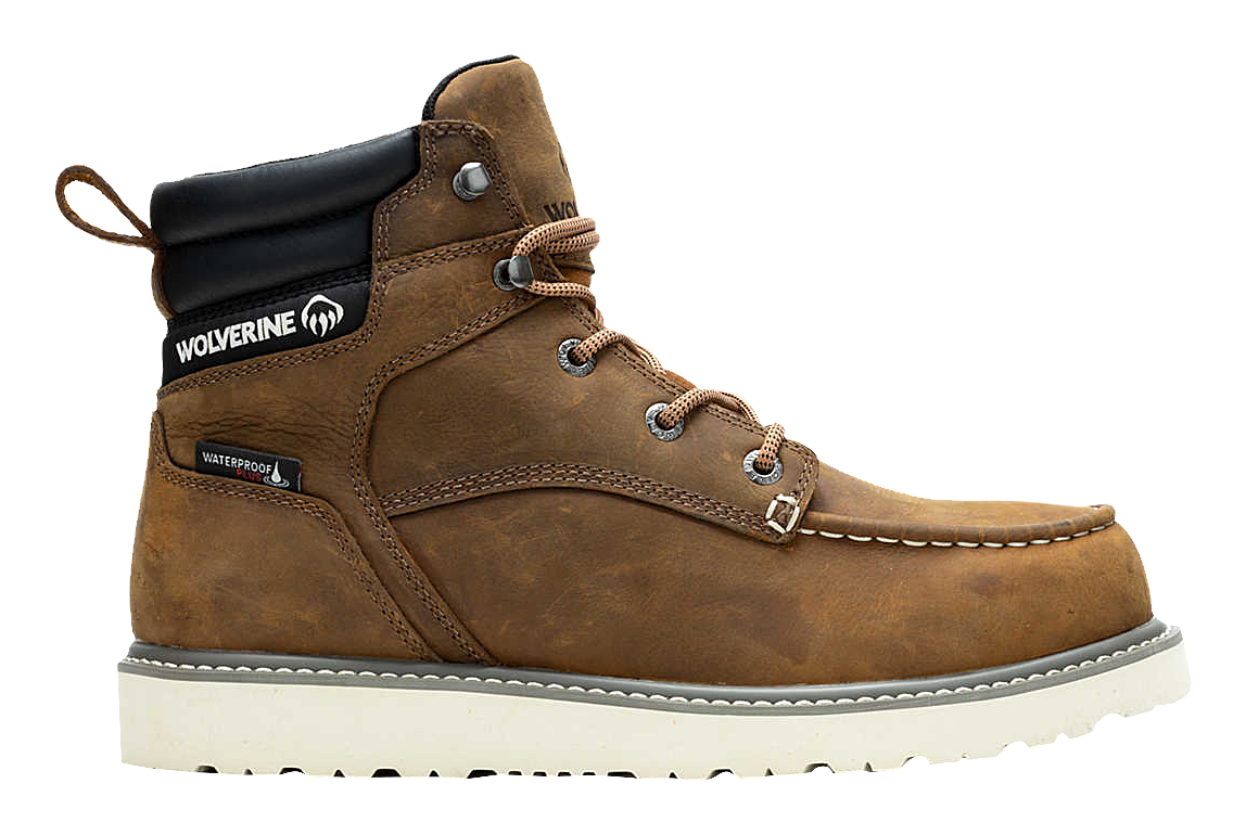 Image of Wolverine Trade Wedge Waterproof Moc Steel-Toe Work Boots for Men - Sudan Brown - 10M