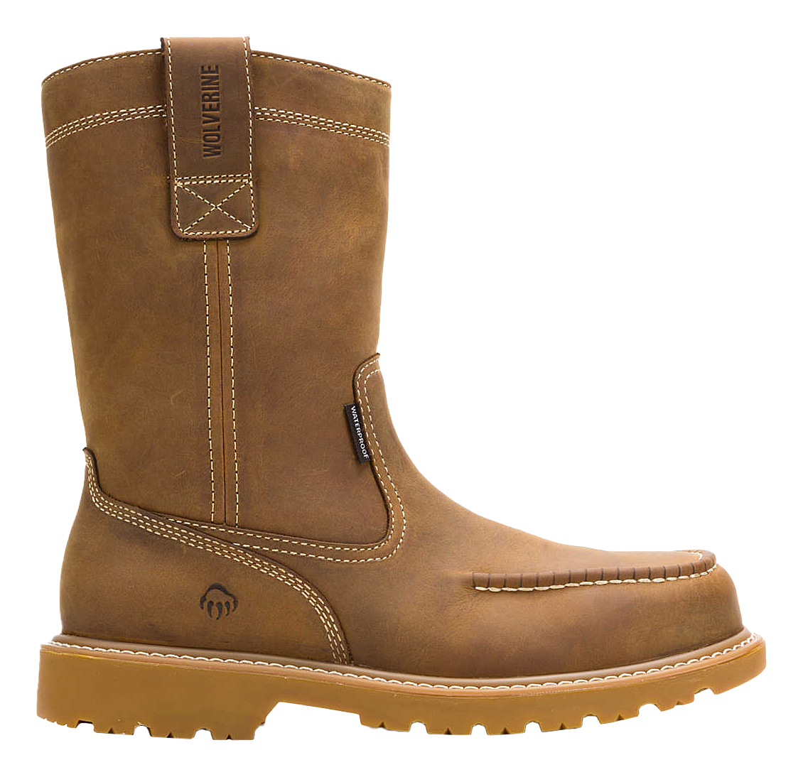 Image of Wolverine Floorhand Moc Steel-Toe Wellington Work Boots for Men - Dark Wheat