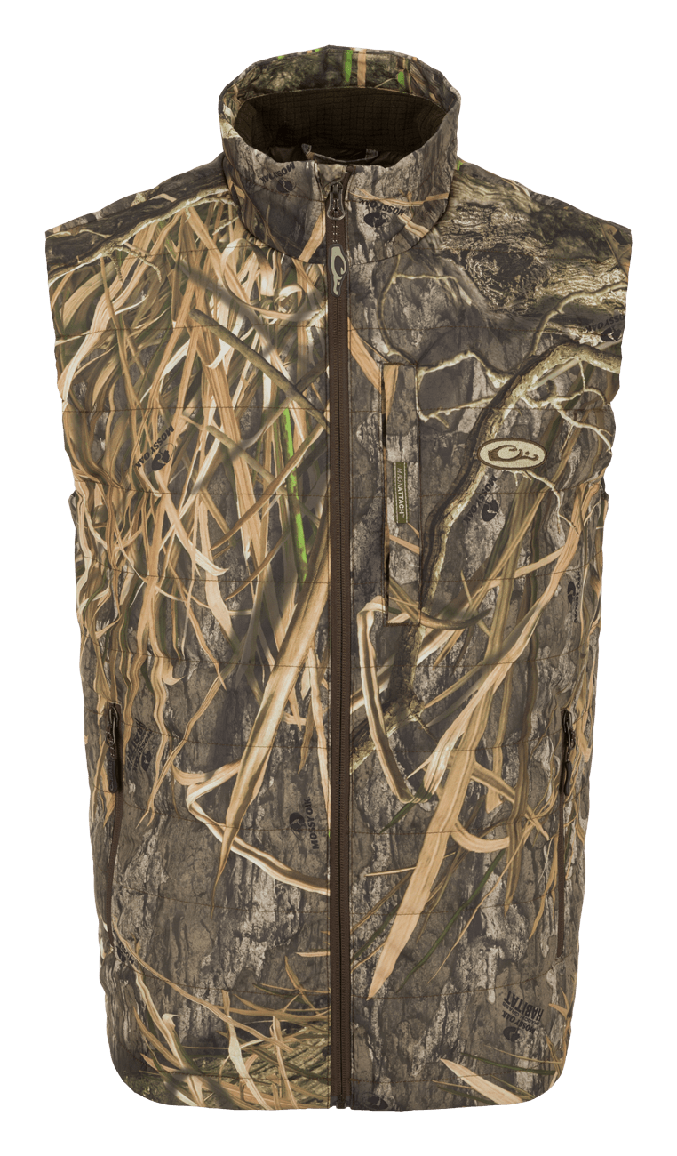 Image of Drake Waterfowl MST Synthetic Down Insulated Packable Vest - Mossy Oak Shadow Grass Habitat - XL