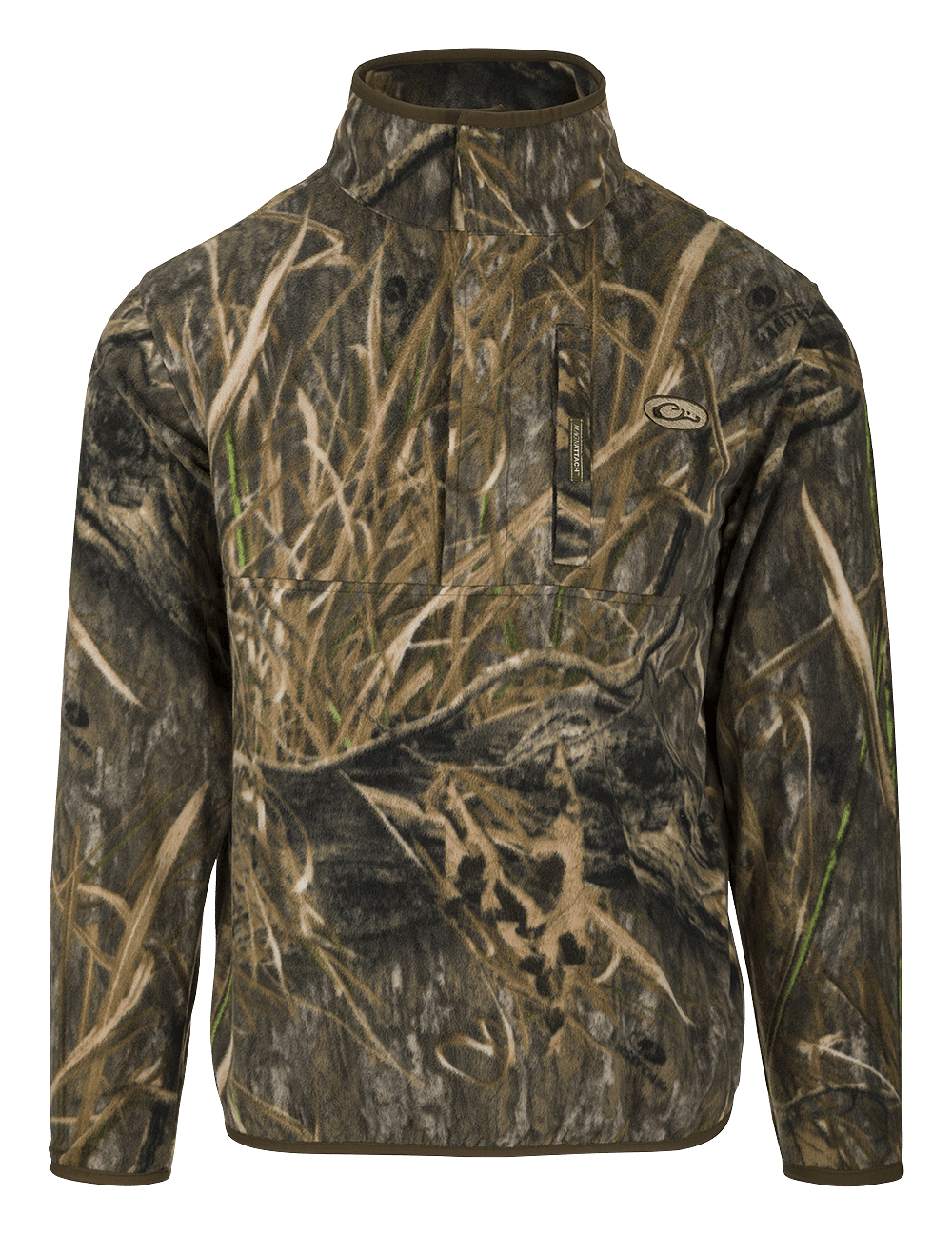 Image of Drake Waterfowl MST Camp Fleece Quarter-Snap Pullover - Mossy Oak Shadow Grass Habitat - XXXL