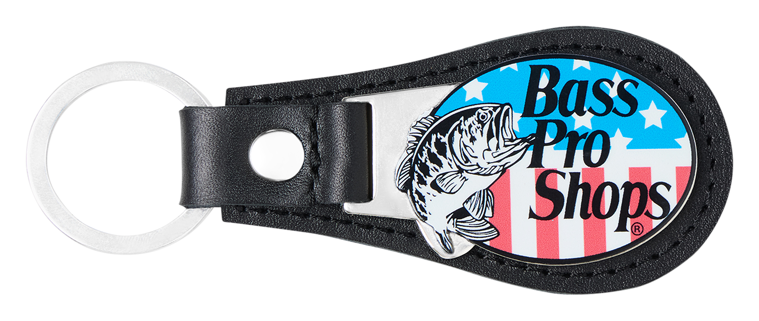 Image of Bass Pro Shops USA Flag Logo Leather Keychain
