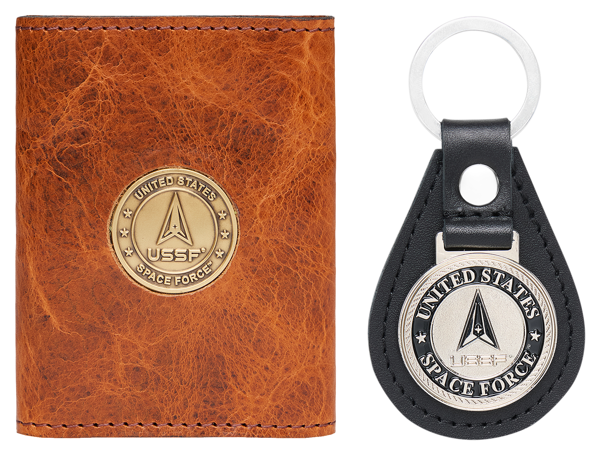Image of Bass Pro Shops U.S. Space Force Leather Wallet and Keychain Gift Set