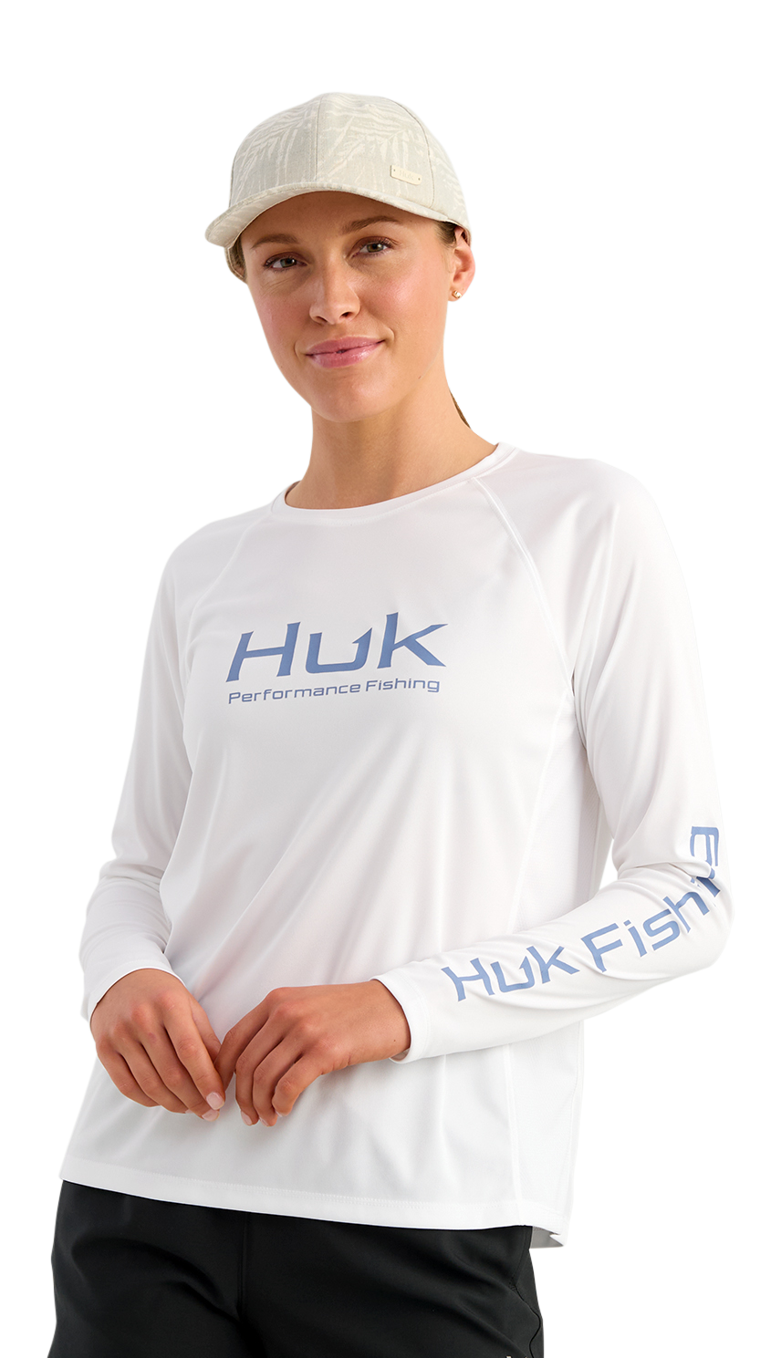 Image of Huk Pursuit Wordmark Long-Sleeve Shirt - White 2